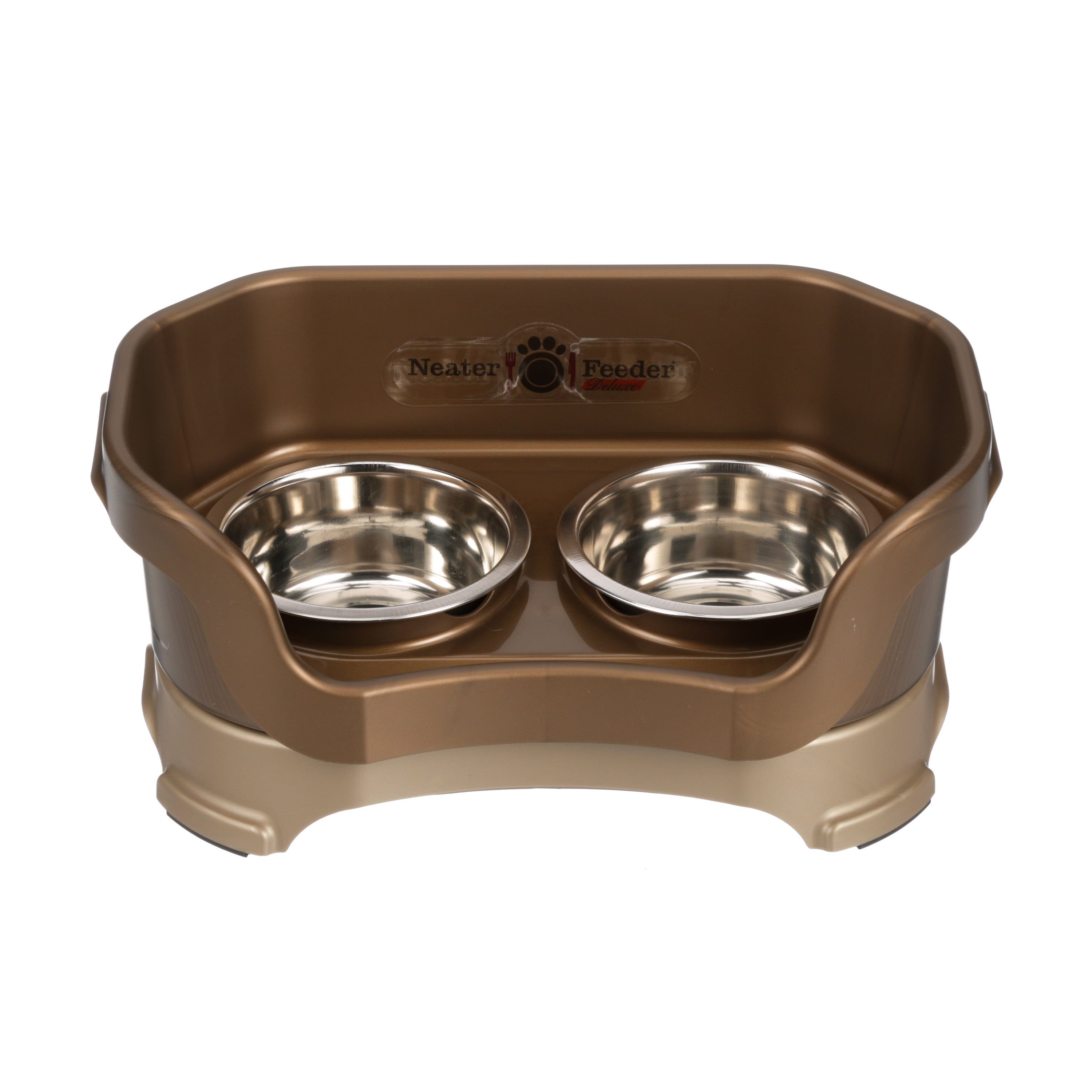 Small Bronze Elevated Stainless Steel Pet Feeder