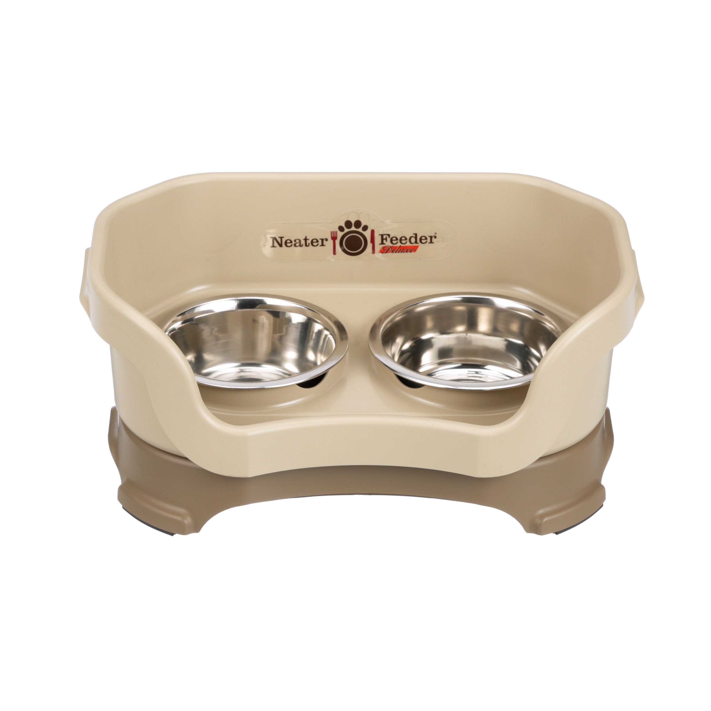 Small Cappuccino Elevated Stainless Steel Pet Feeder