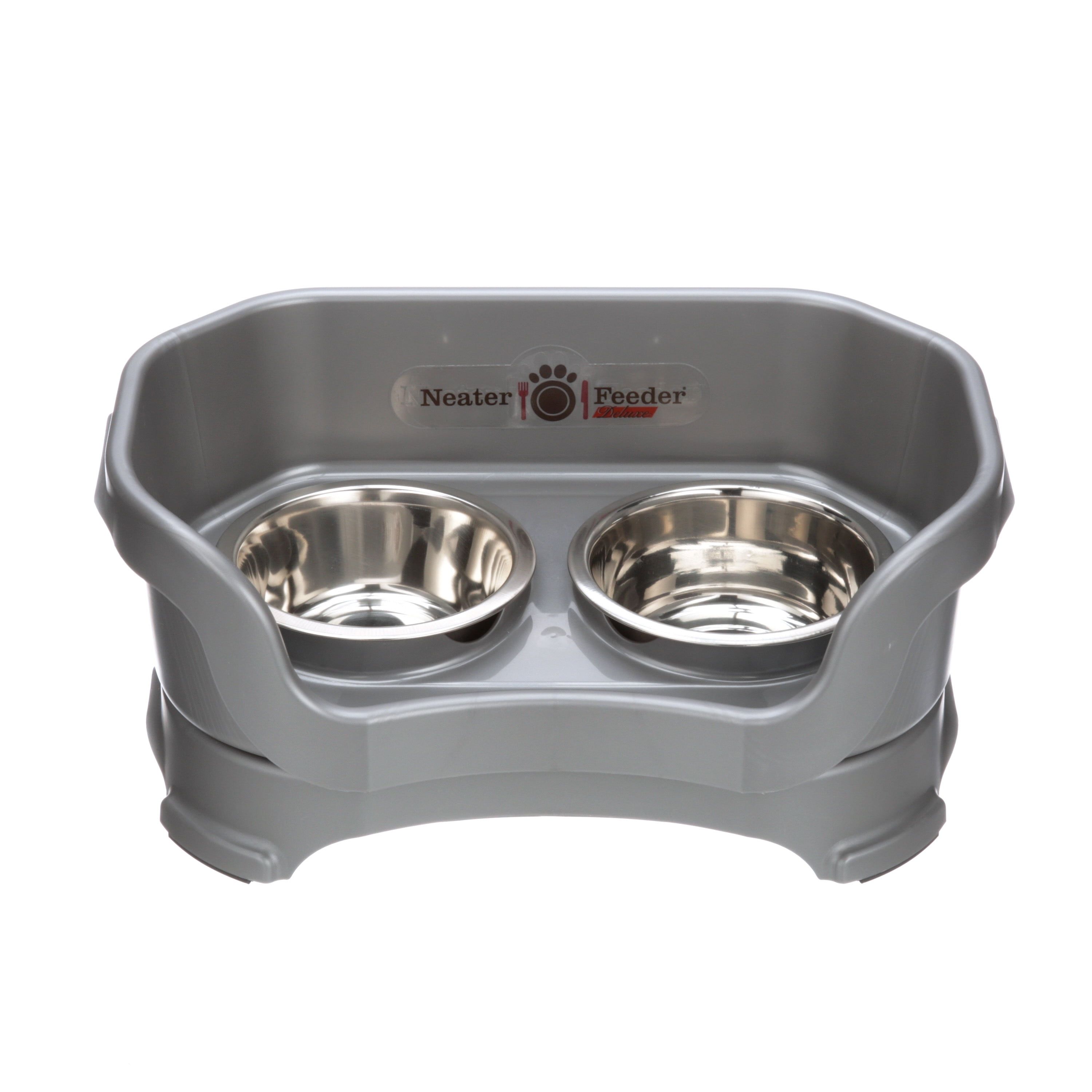 Gunmetal Grey Elevated Stainless Steel Pet Feeder for Small Dogs