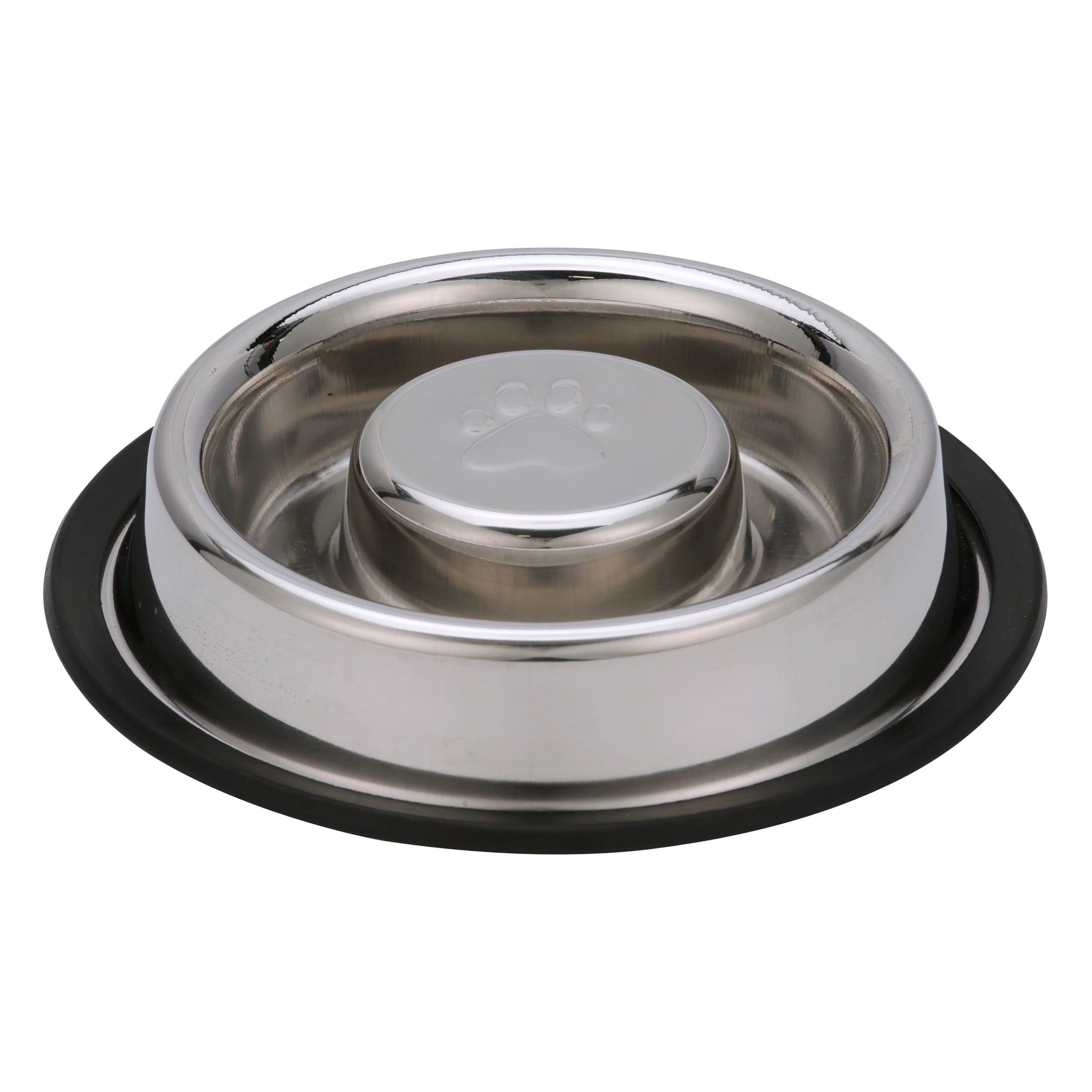 Stainless Steel Non-Tip Slow Feed Pet Bowl, 3/4 Cup