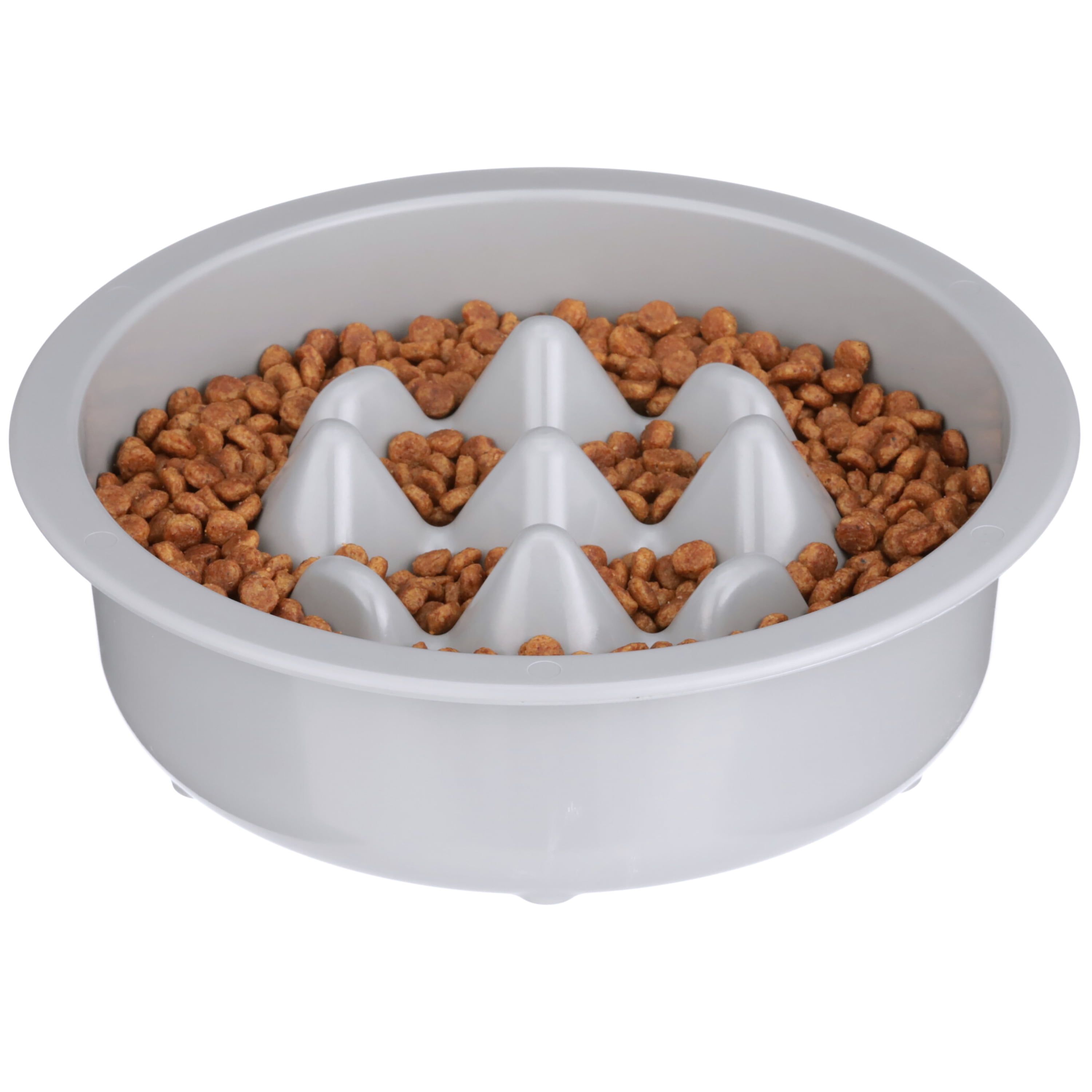 Gray ABS Slow Feed Pet Bowl with Raised Peaks