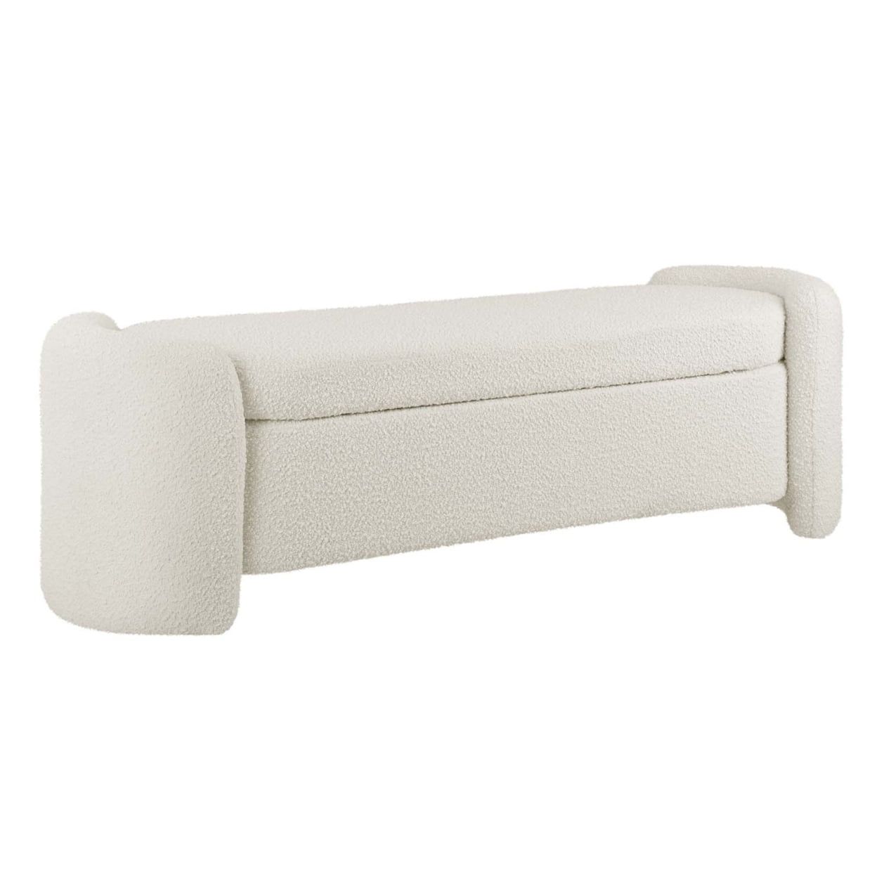 Nebula Ivory Boucle Upholstered 62" Modern Storage Bench
