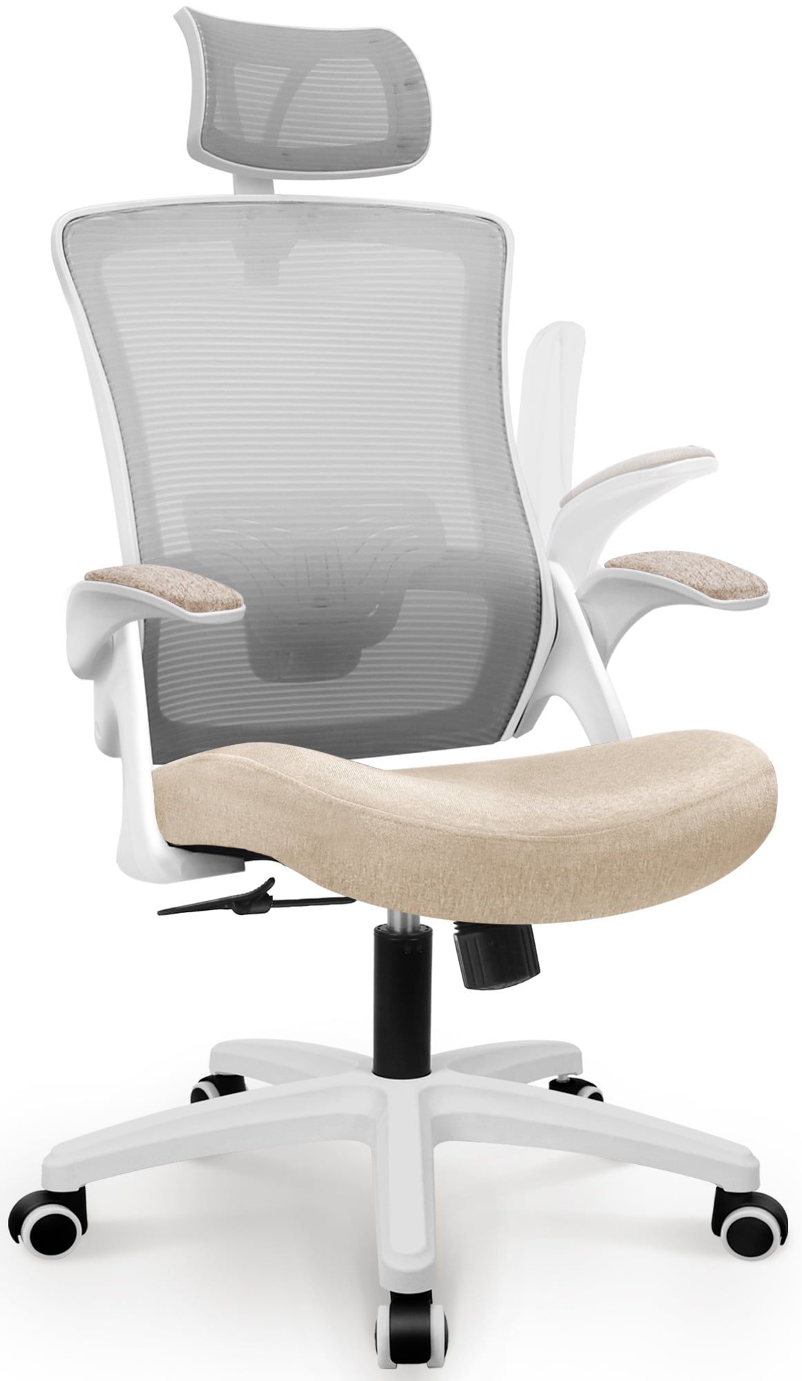 Beige High Back Mesh Executive Swivel Office Chair