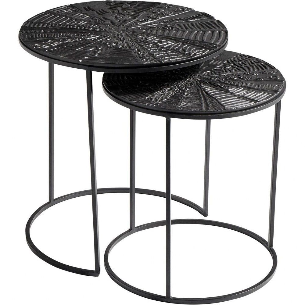 Quantum Black Metal Round Nesting Tables - 19"W x 20"H