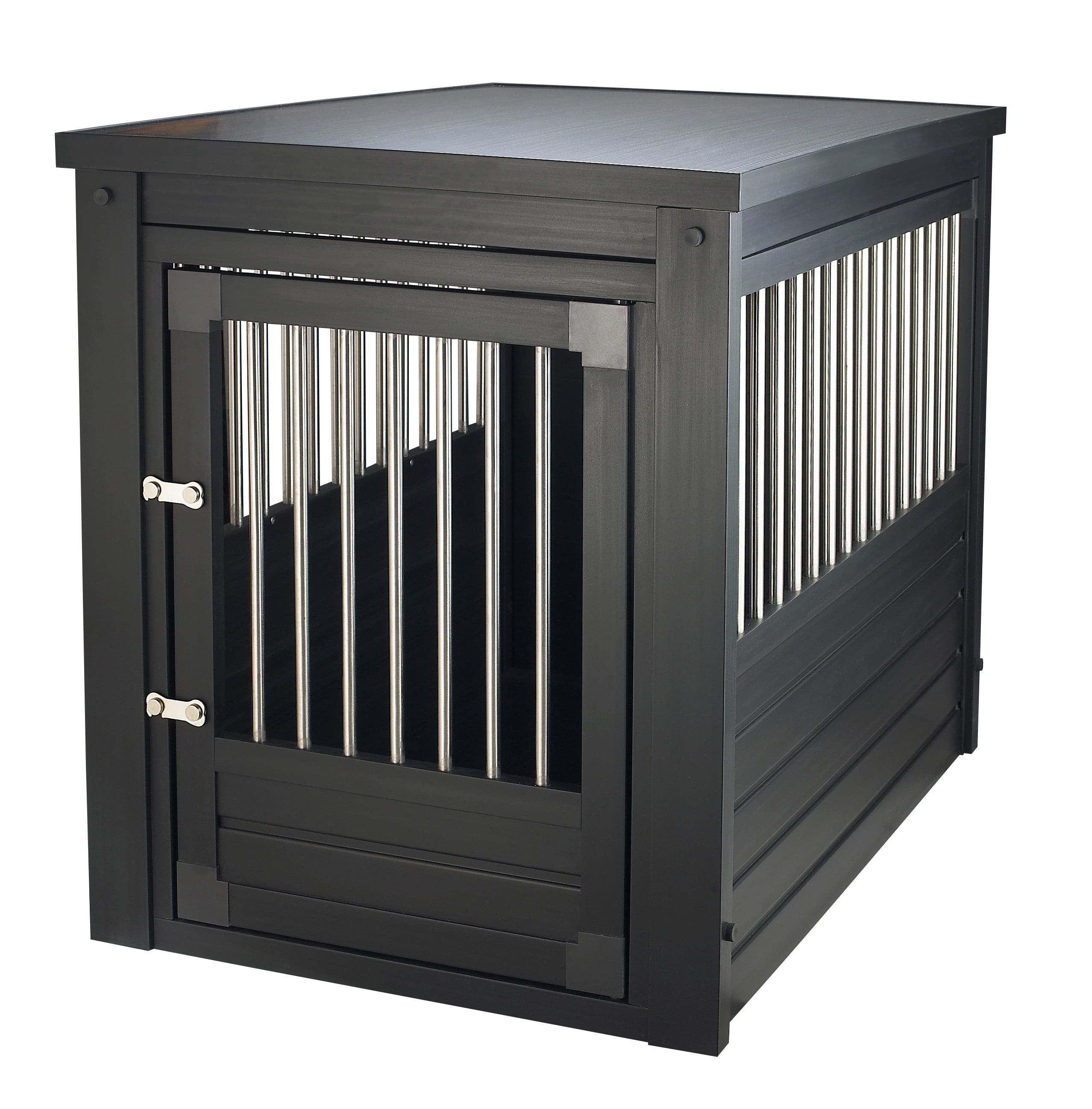 Large Black Ecoflex Dog Crate End Table with Stainless Steel Spindles