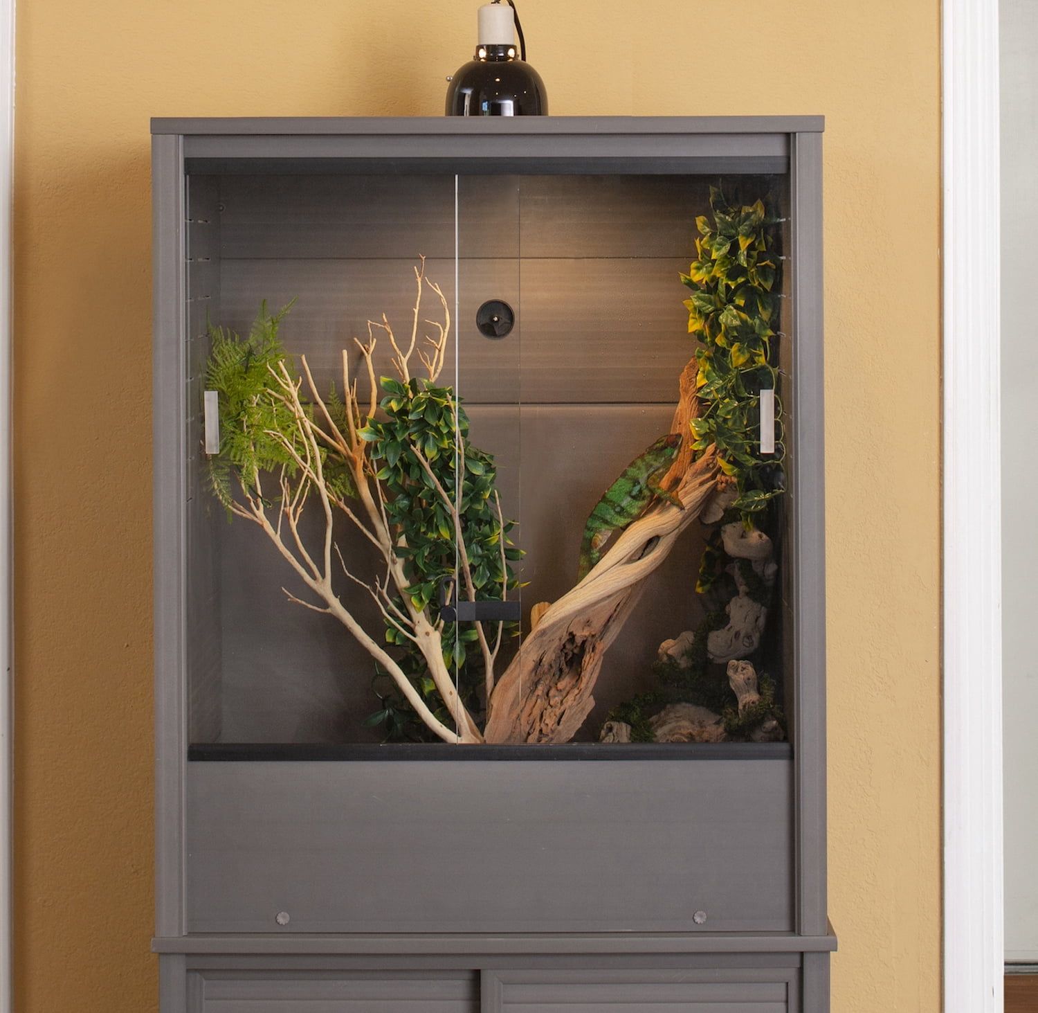 Gray ECOFLEX Vertical Reptile Habitat with Glass Doors