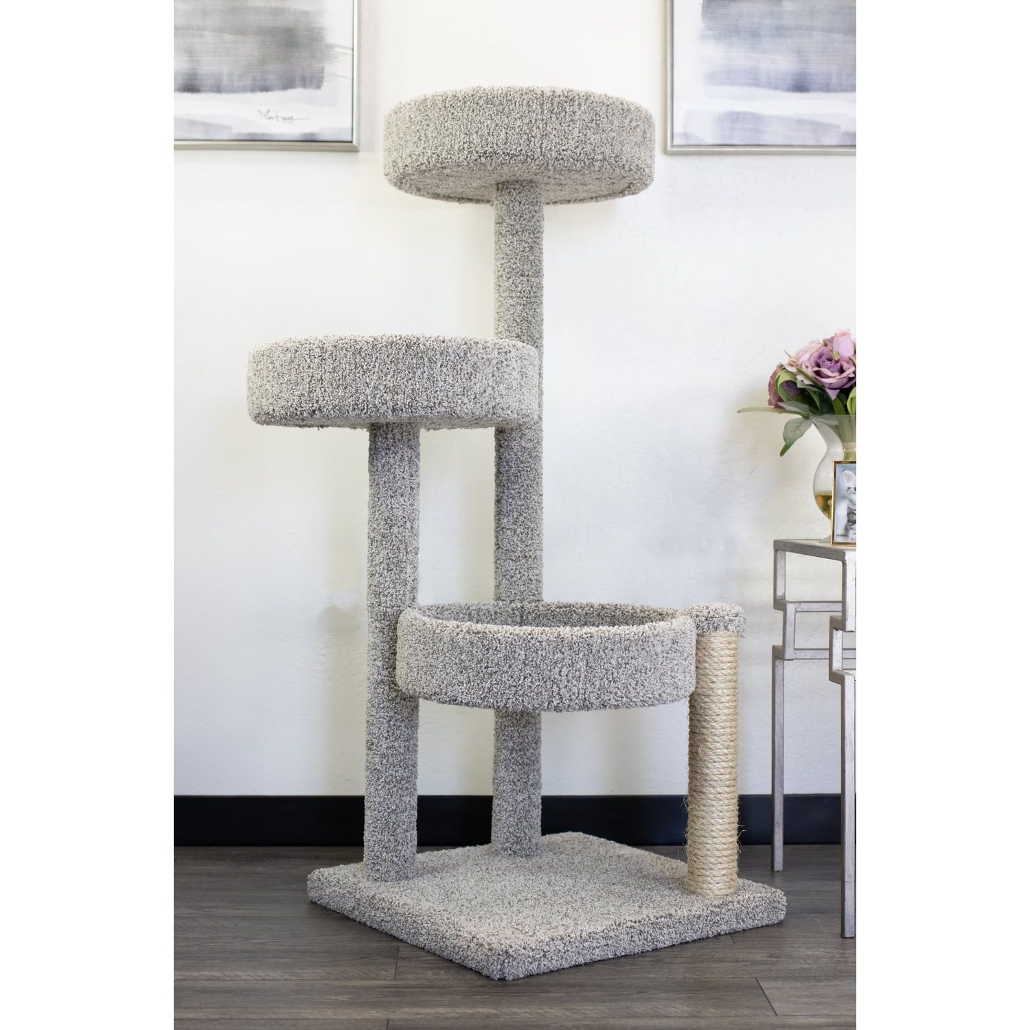 Gray Multi-Level Sisal and Carpet Cat Tree Condo