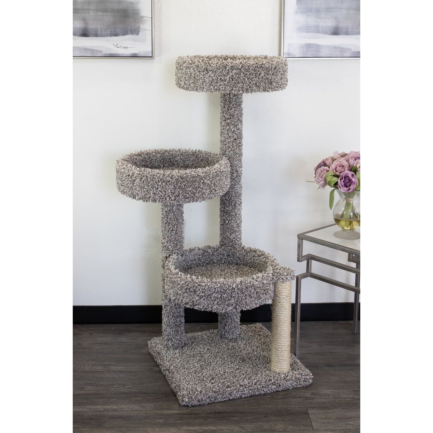 Gray Multi-Level Sisal and Carpet Cat Tree Tower