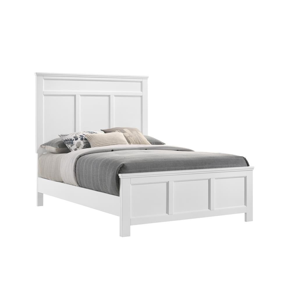 Andover White Twin Wood Bed with Headboard and Drawer