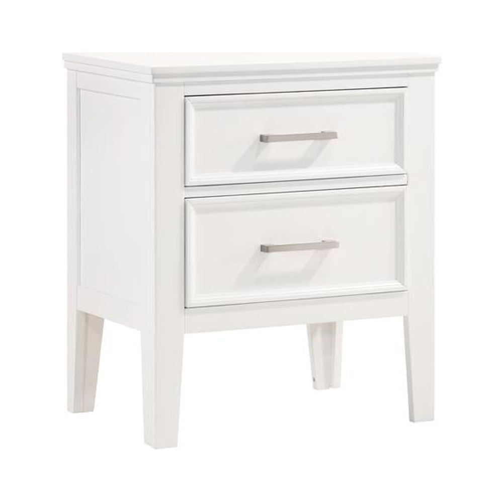 Andover White 2-Drawer Rubberwood Nightstand