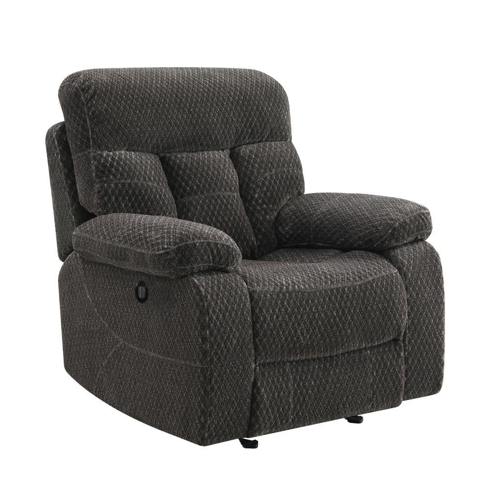 Bravo Charcoal Polyester Fabric Power Glider Recliner