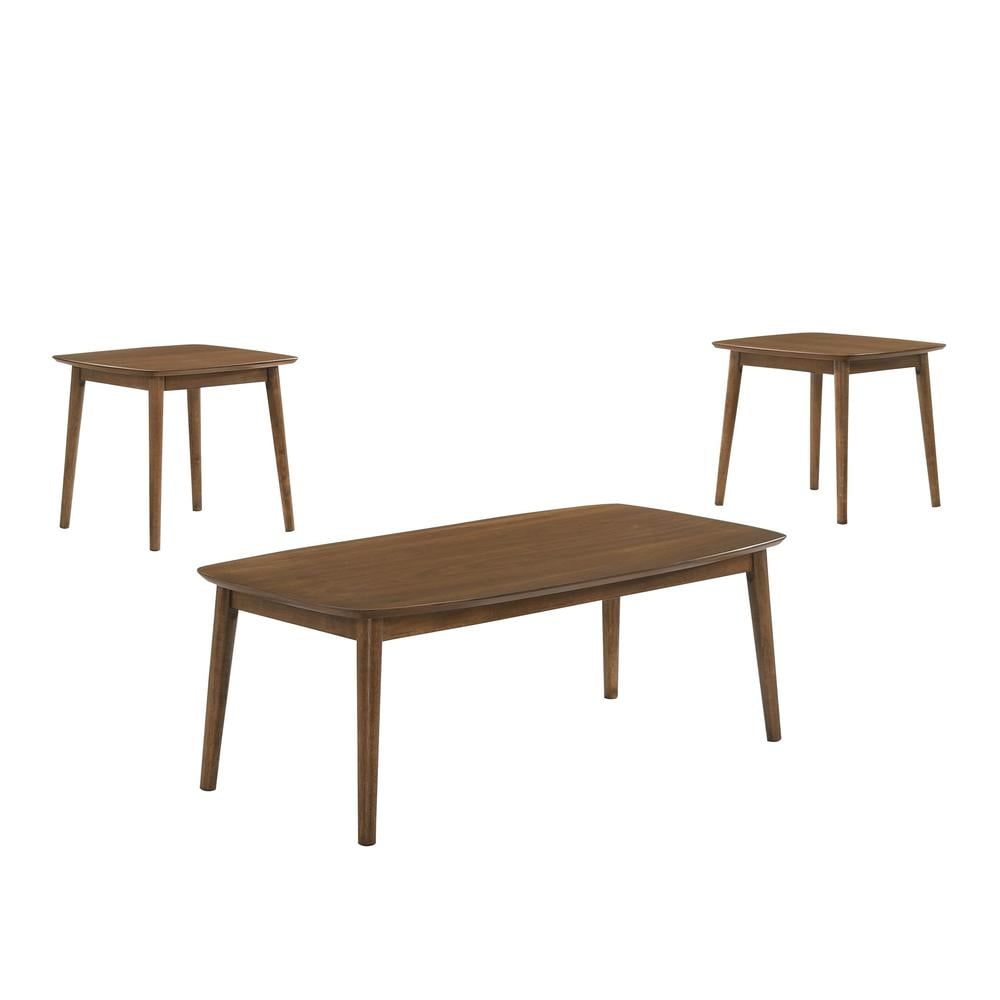 Felix 3-Piece Walnut Wood Coffee and End Table Set