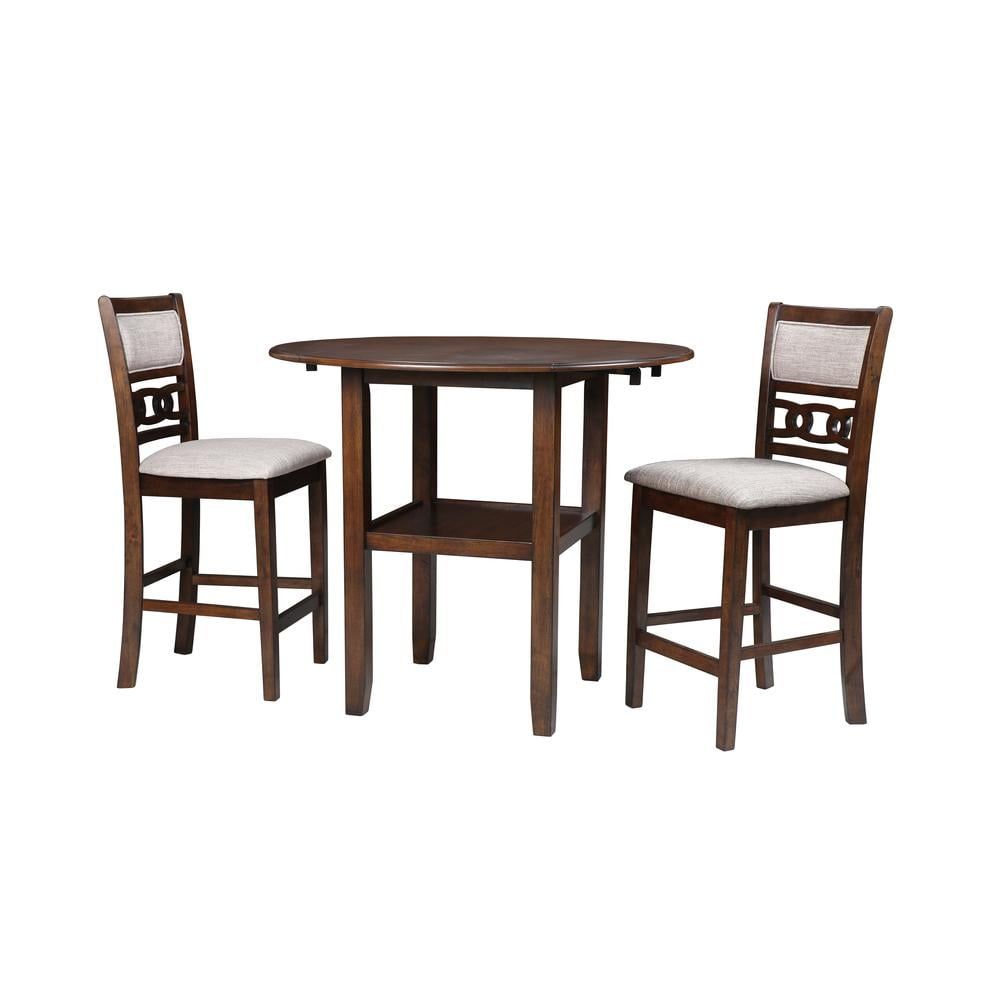 Gia Cherry Wood Counter Height Drop Leaf Table Set with 2 Chairs