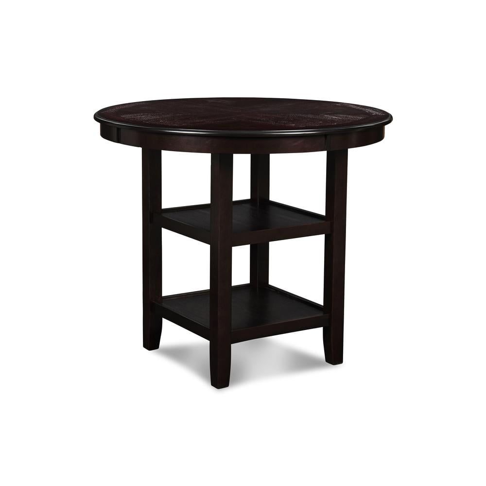 Ebony Round Transitional Wood Pub Table with 4 Chairs