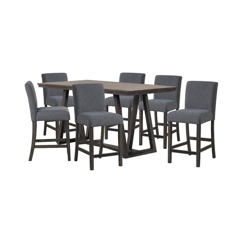 Gray Wood Counter Height Dining Set with Upholstered Chairs