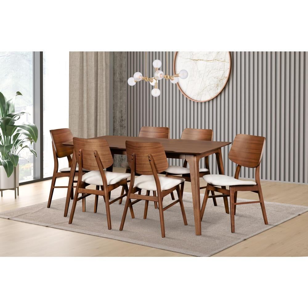 Oscar Mid-Century Walnut Dining Table Set with 6 Chairs