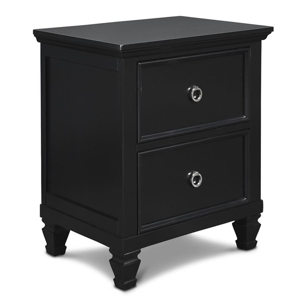 Tamarack Black Solid Wood 2-Drawer Nightstand