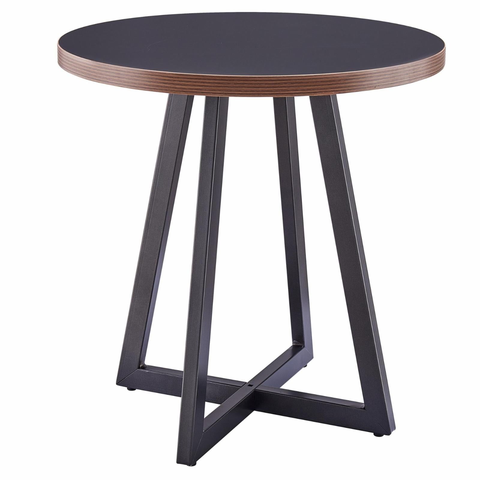 Courtdale 20" Round Black Melamine & Gunmetal Steel End Table