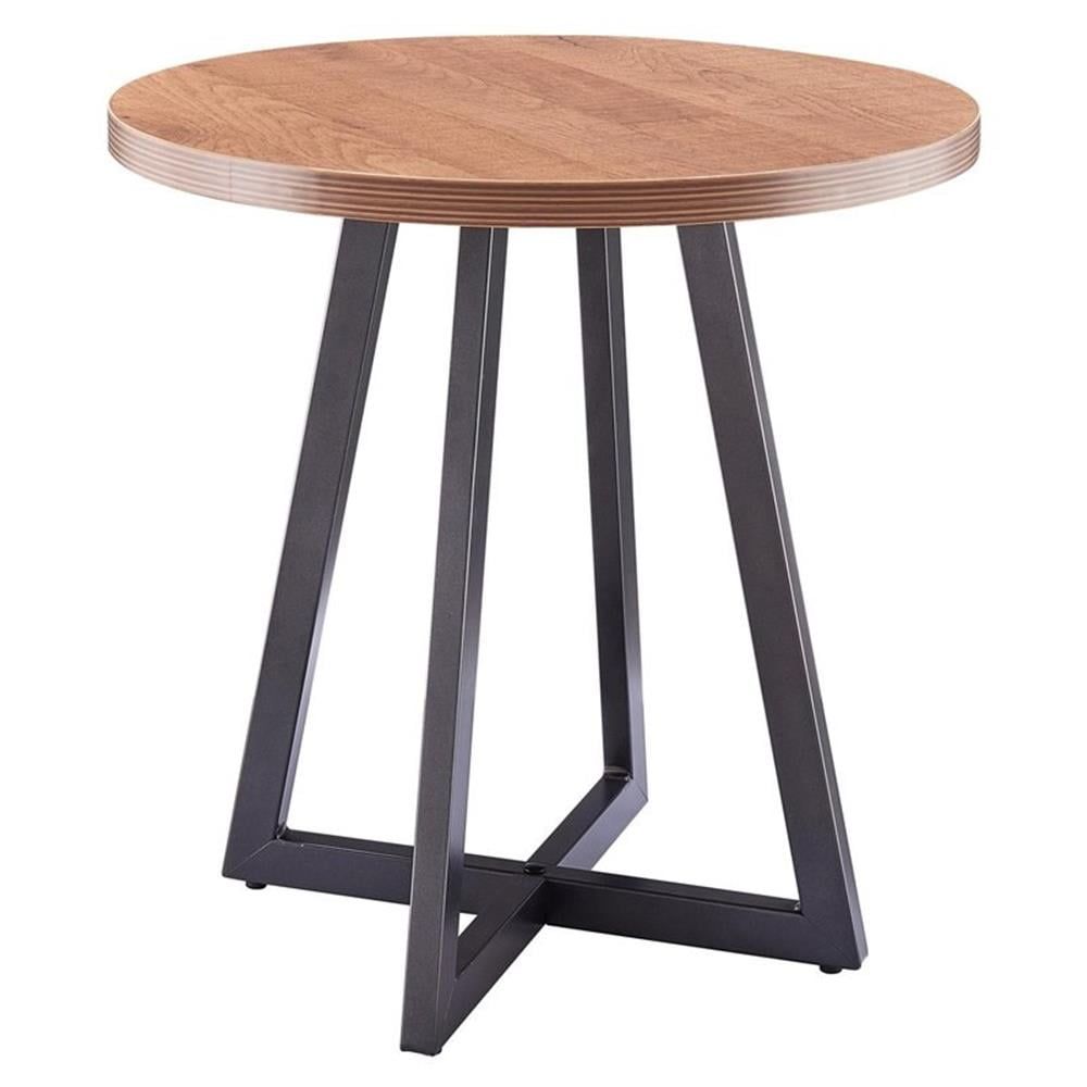 Courtdale 20" Round End Table in Gliese Brown with Metallic Gunmetal Legs