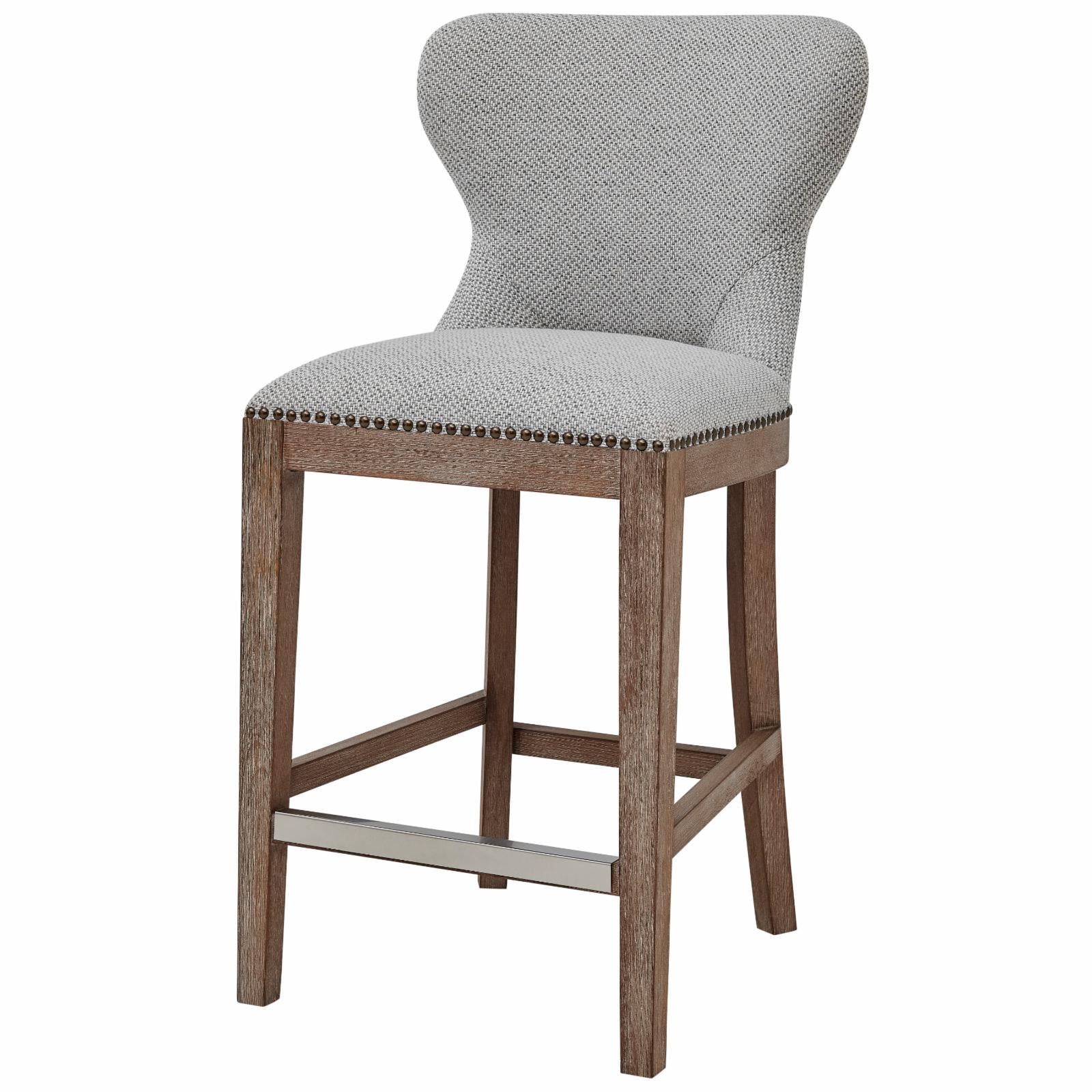 Cardiff Gray 26" Upholstered Counter Stool with Nailhead Trim