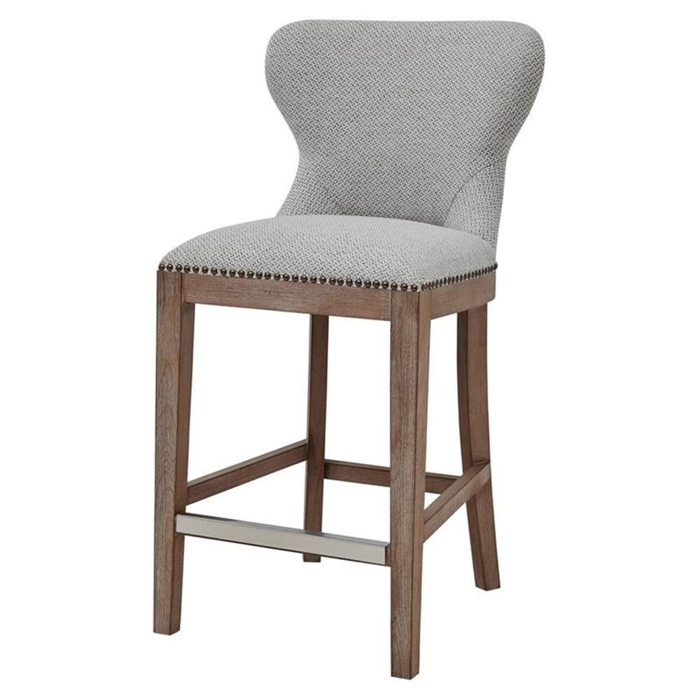 Cardiff Gray 26" Upholstered Counter Stool with Nailhead Trim