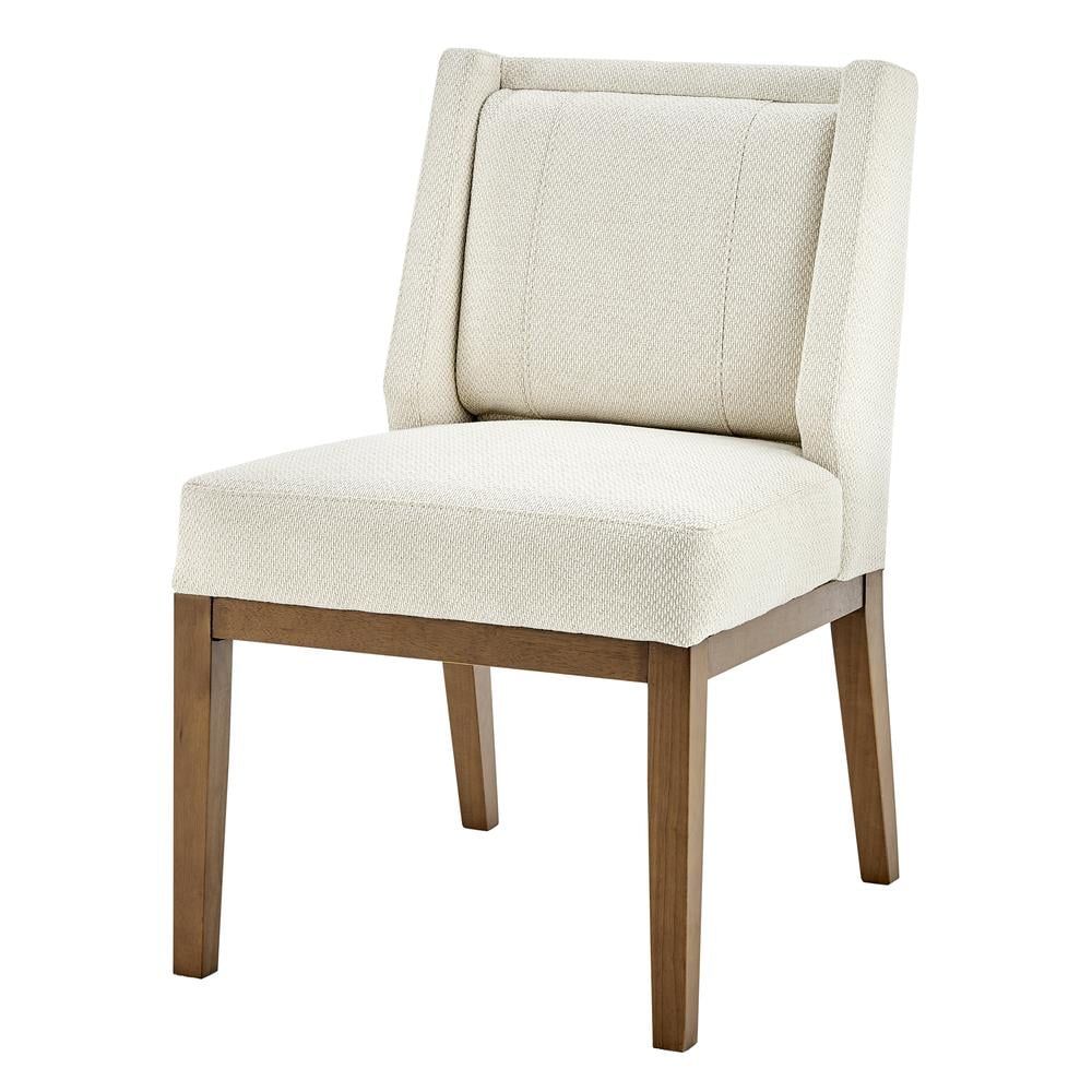 Cardiff Cream Upholstered Wingback Side Chair with Wood Legs