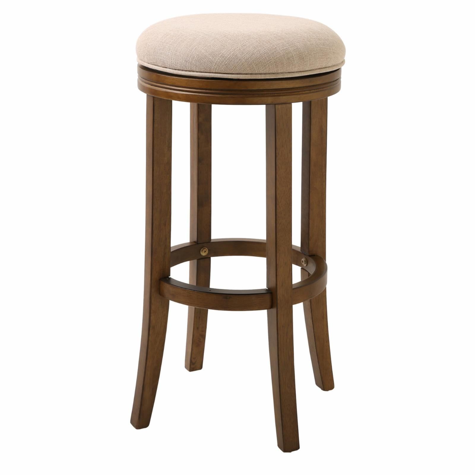 Victoria Honeysuckle Wood Swivel Bar Height Stool with Cream Upholstered Seat