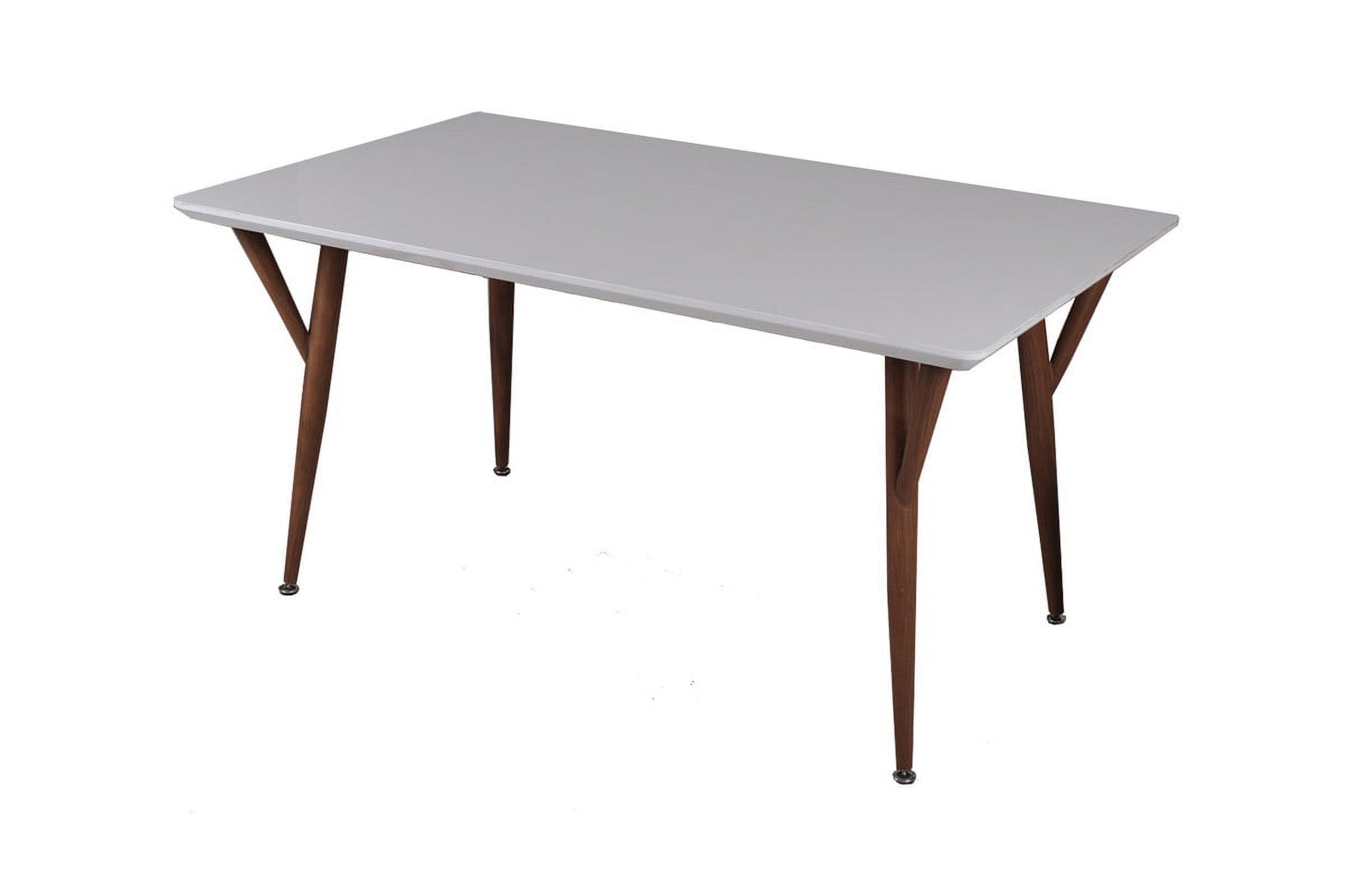 Sorrenta 60" Rectangular Glossy White & Walnut Mid-Century Dining Table