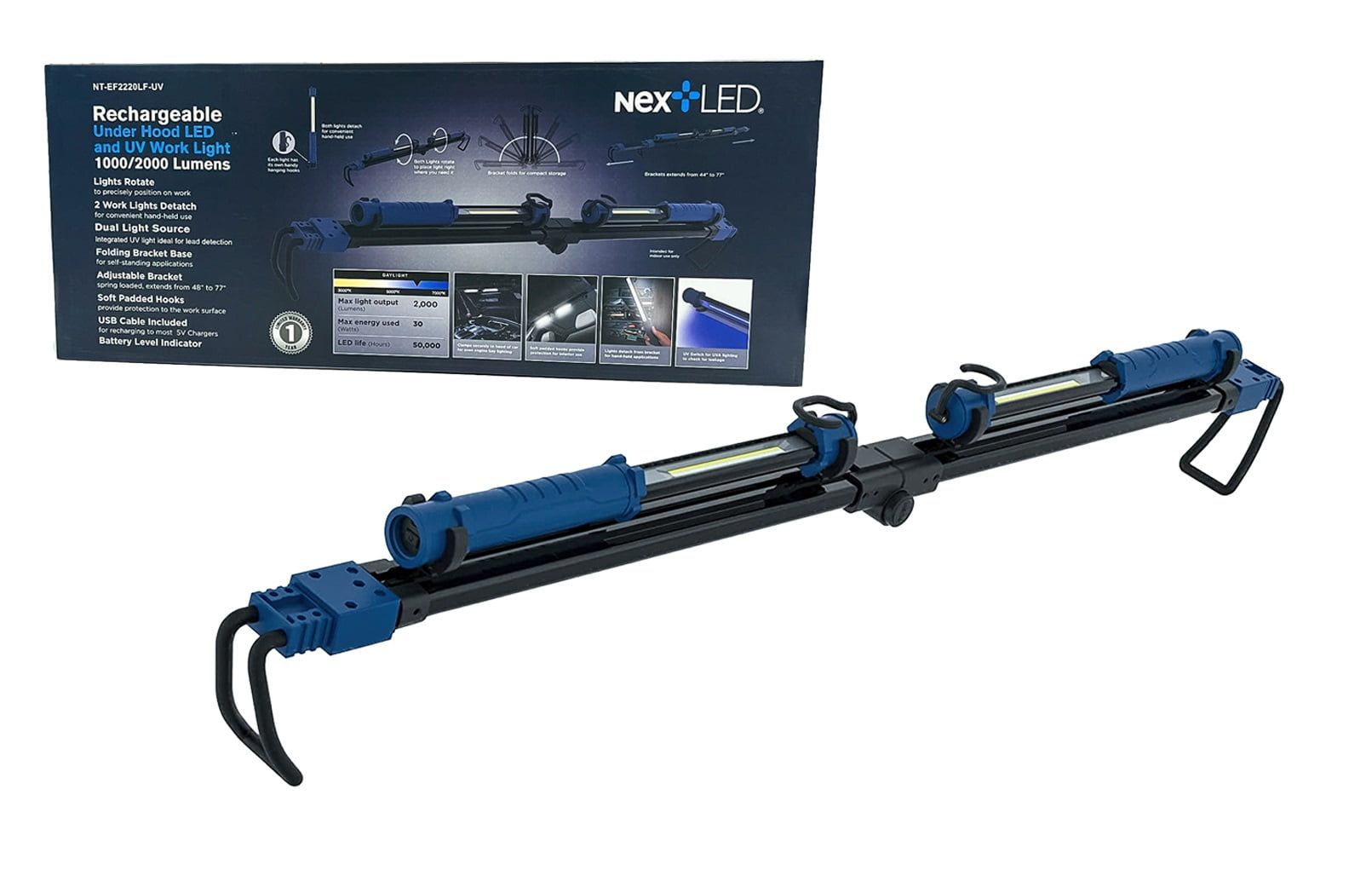 UltraFlex 2000 Lumen LED Battery-Operated Collapsible Work Light Bar