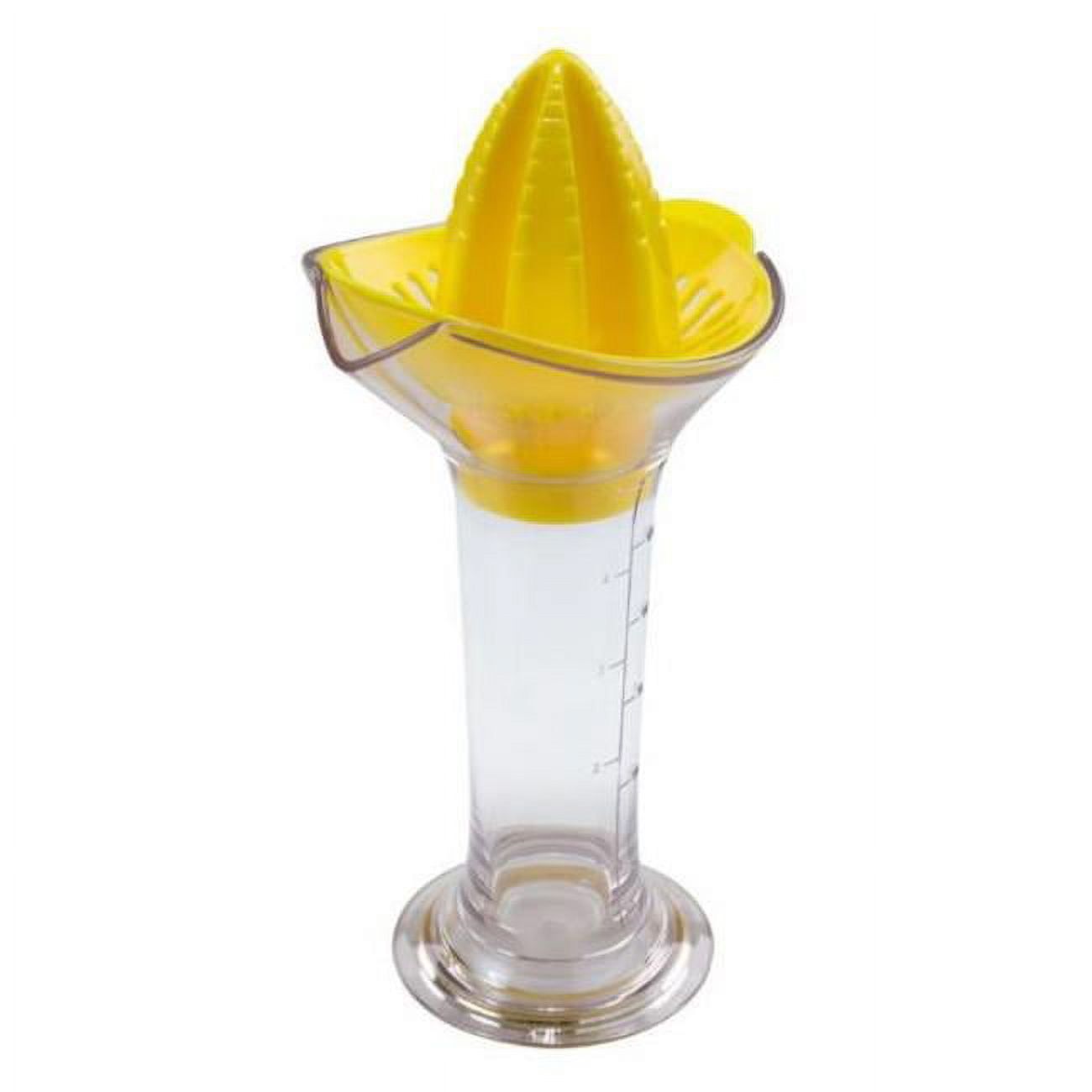 Yellow Plastic Manual Citrus Juicer with Measuring Marks