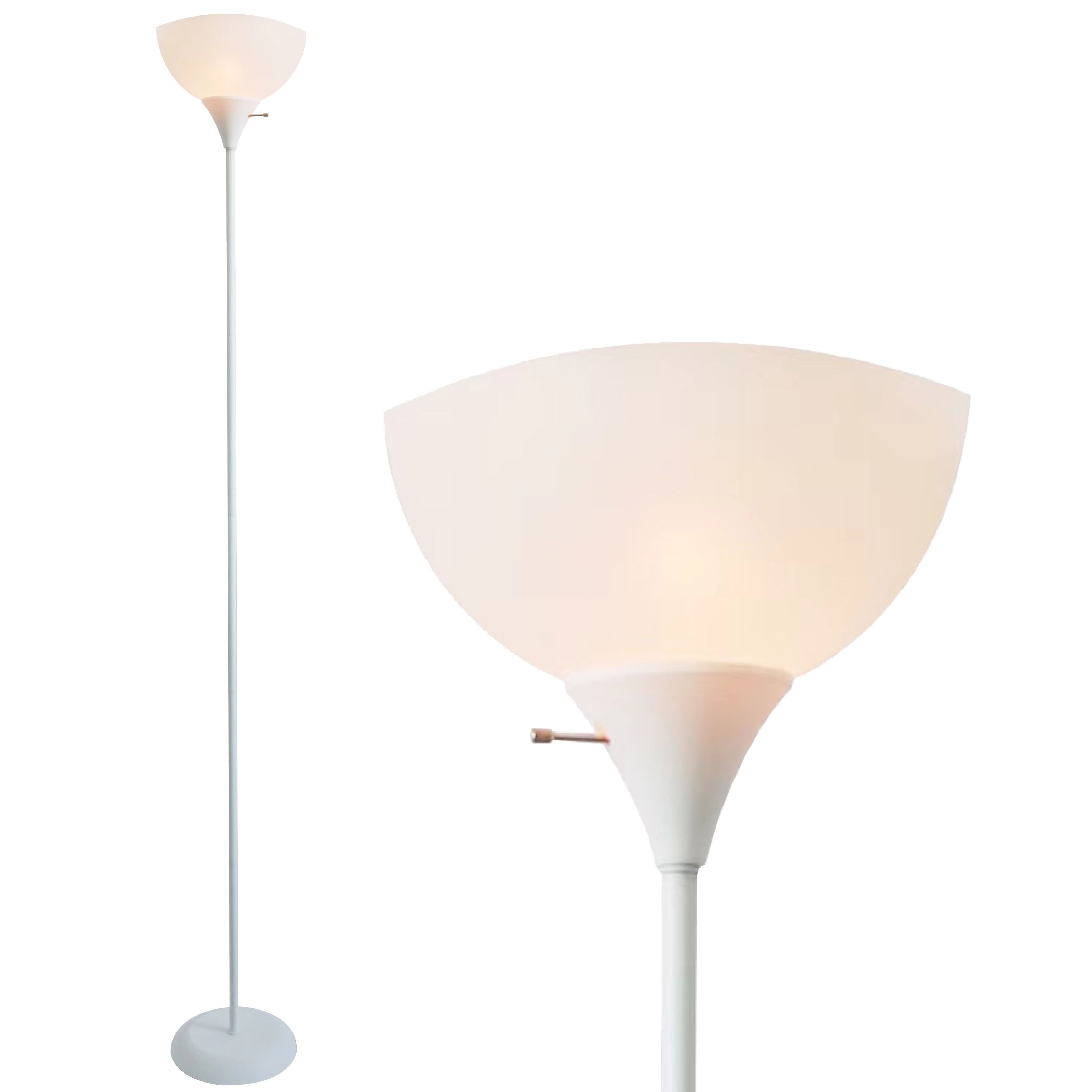 Newhouse 71-Inch White Glass Torchiere Floor Lamp