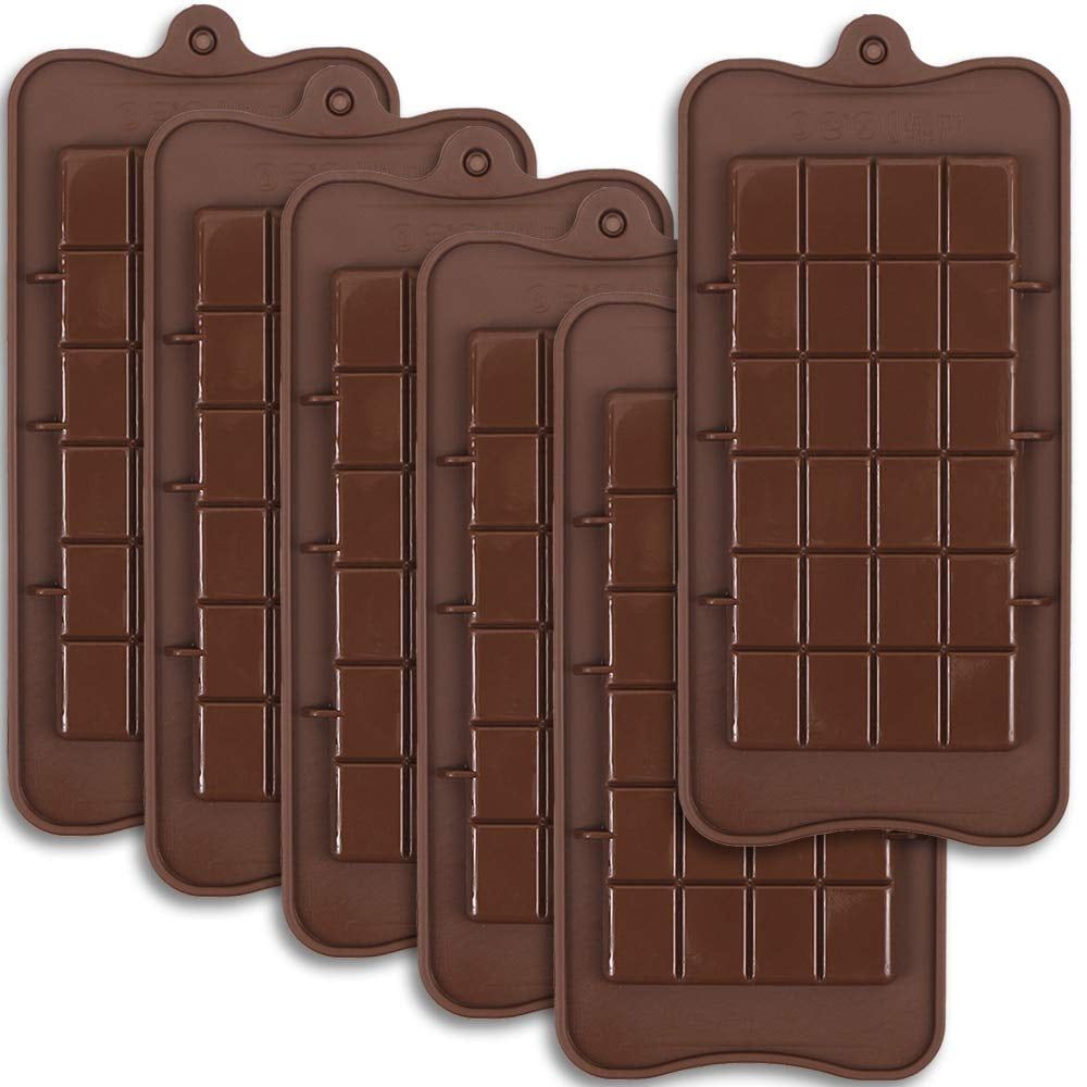 Brown Silicone Break-Apart Candy and Chocolate Bar Molds, Set of 6