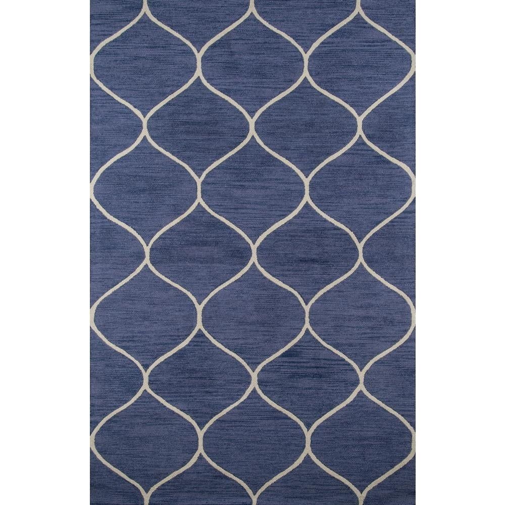 Morris Inspired Hand-Tufted Wool Area Rug in Blue, 45" x 8"