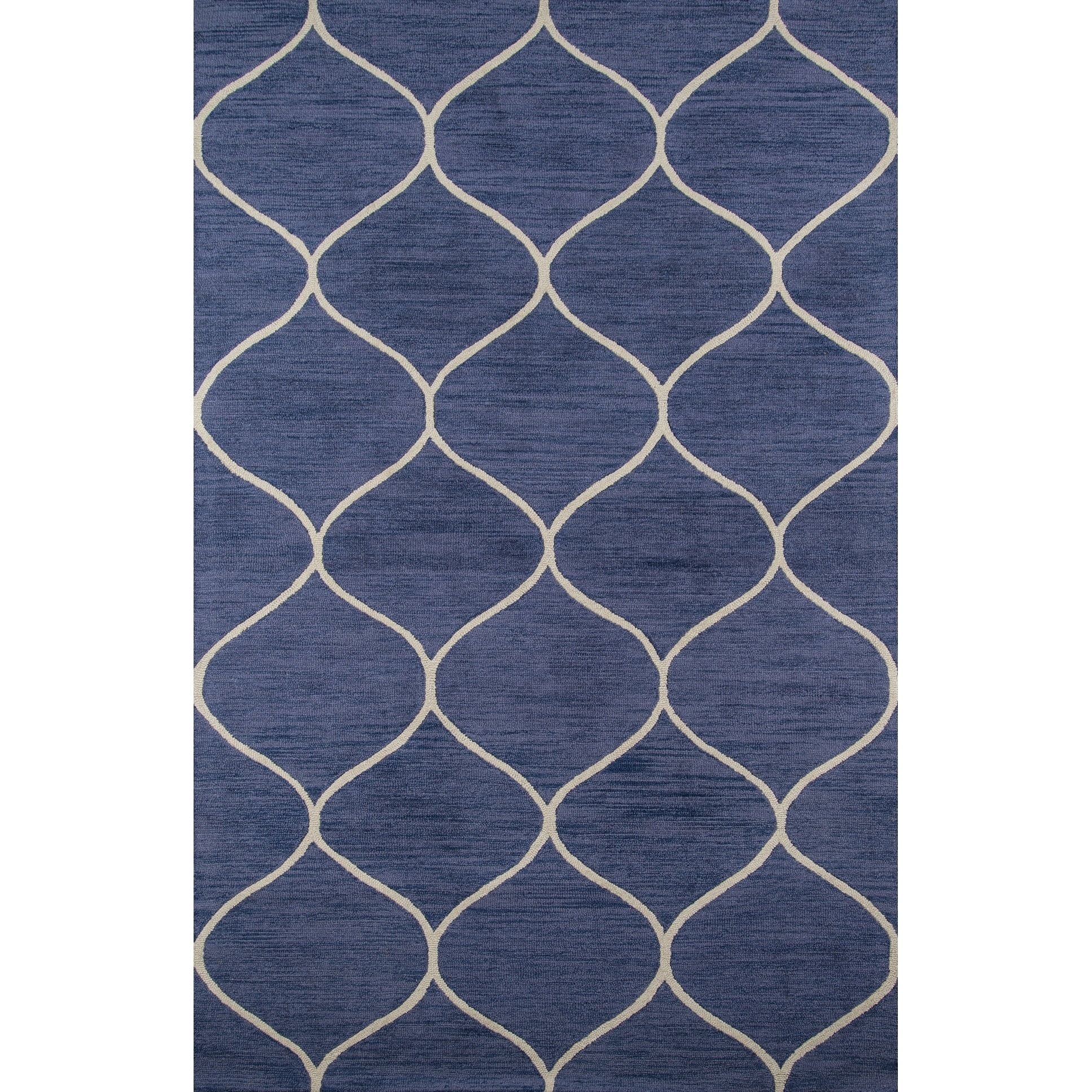 Morris Inspired Hand-Tufted Wool Area Rug in Blue, 45" x 8"