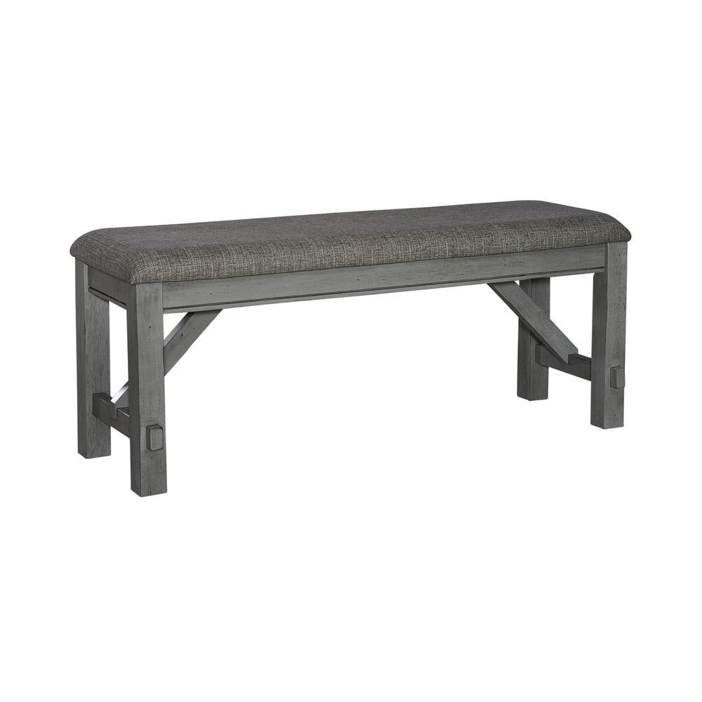 Newport 48" Gray Upholstered Dining Bench with Wooden Peg Accents