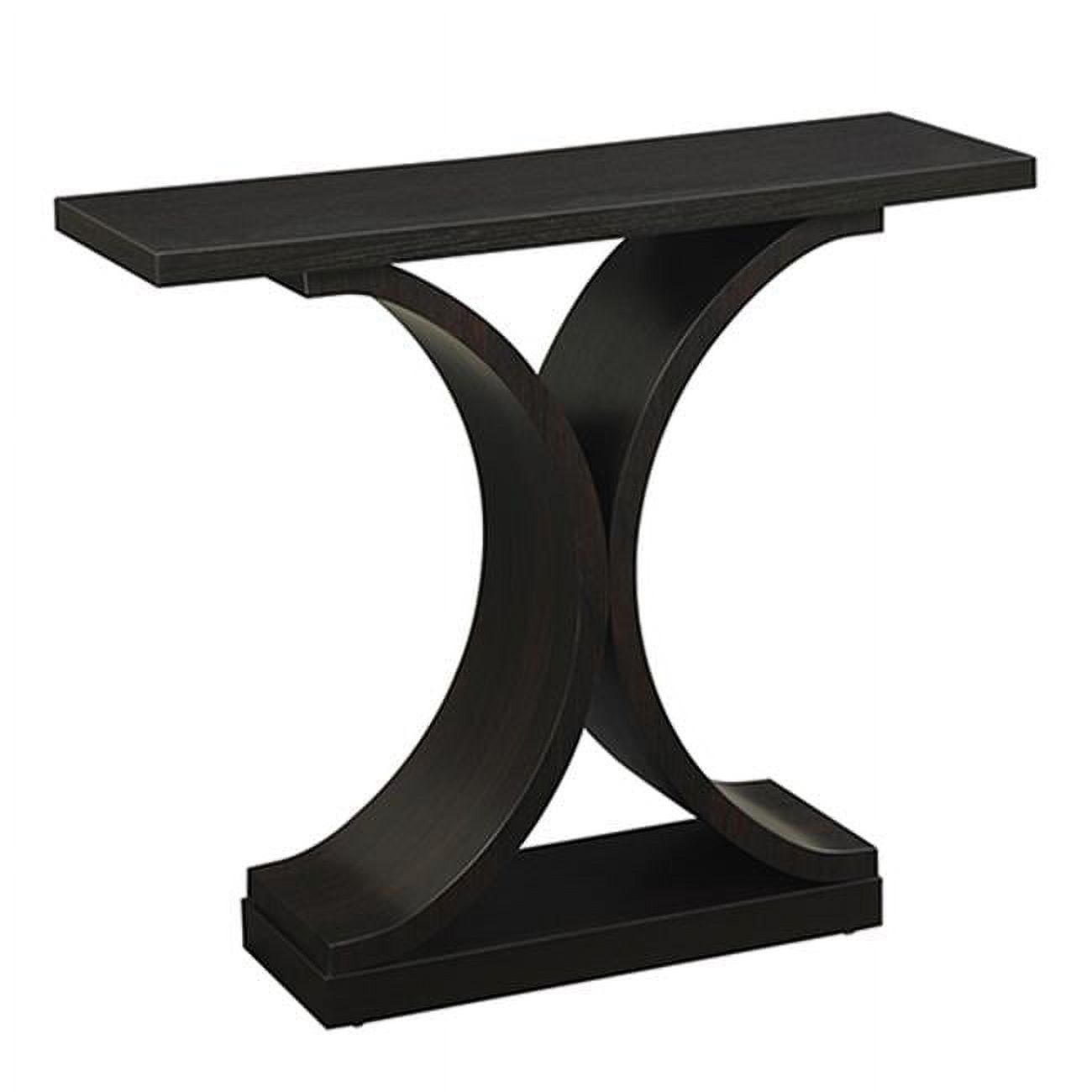 Espresso Wood Demilune Console Table with Curved Base