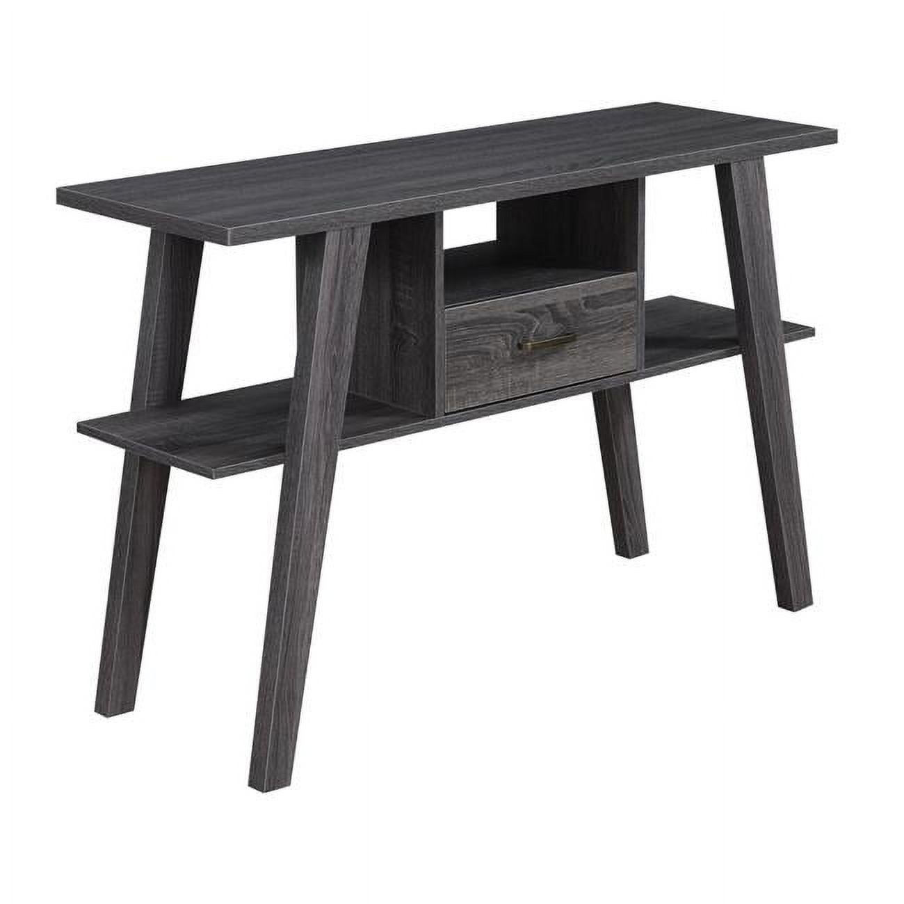 Weathered Gray Wood and Metal Console Table with Storage Drawer