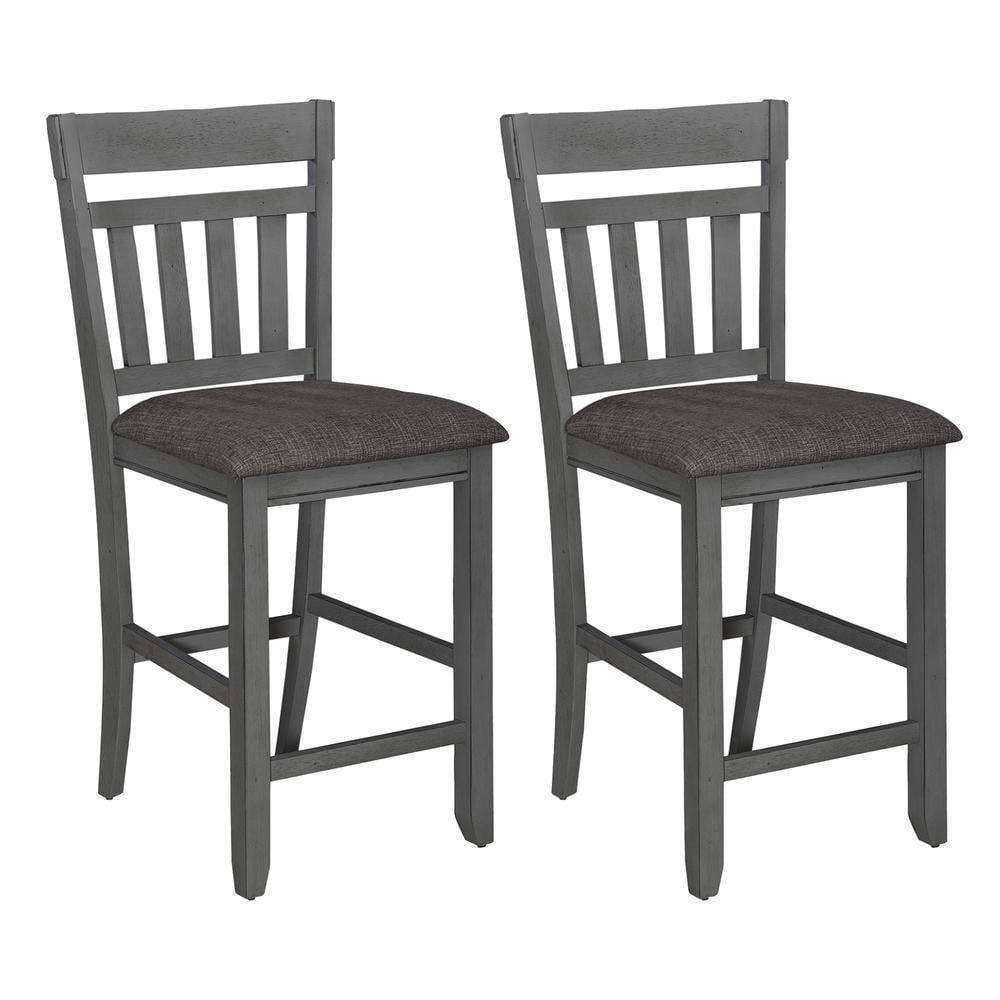 Newport Gray Wood Splat Back Counter Chairs - Set of 2