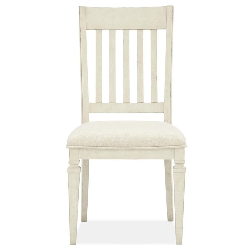 White Upholstered Wood Transitional Side Chair