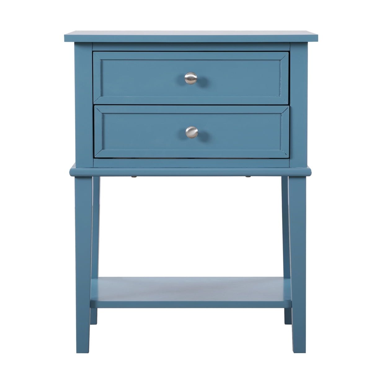 Newton Teal 2-Drawer Solid Wood Nightstand with Shelf