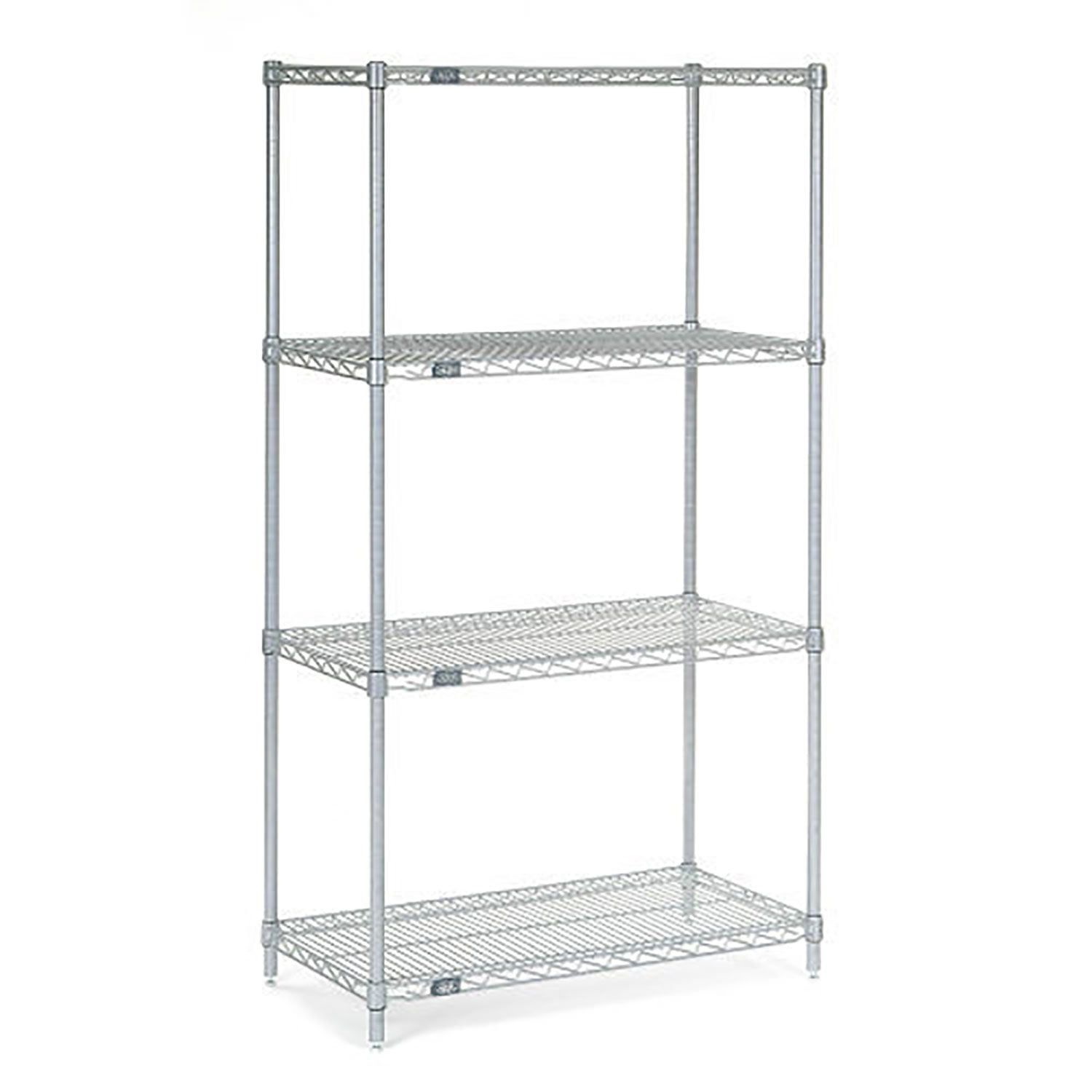 Nexel 4-Tier Adjustable Chrome Wire Shelving Unit, 36"W x 12"D x 54"H