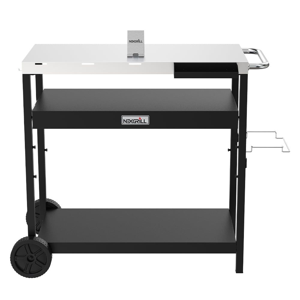 Nexgrill Stainless Steel and Black Outdoor Food Prep Cart