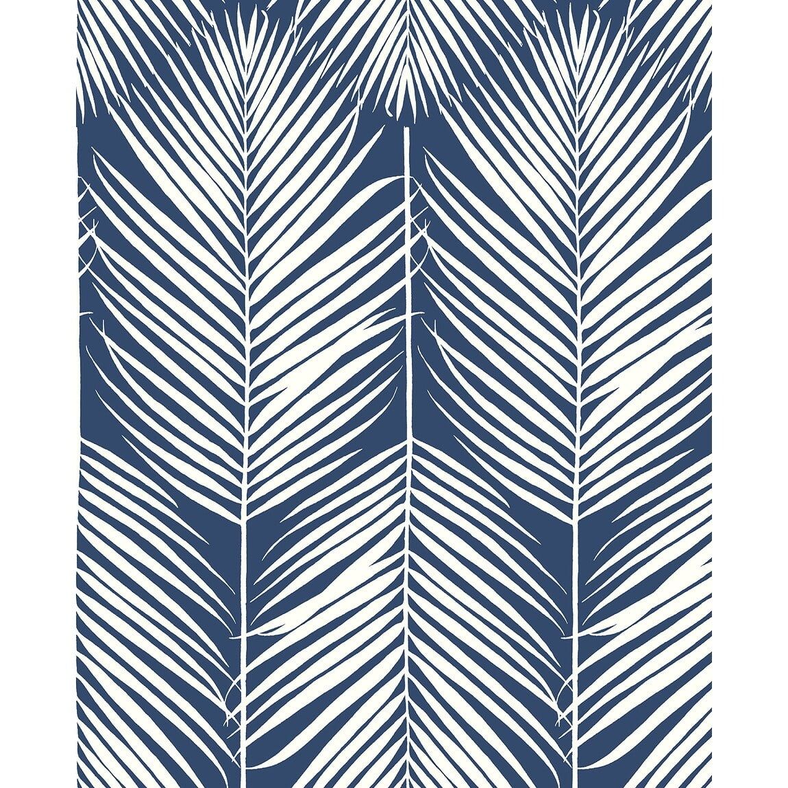 Coastal Blue Palm Leaf Self-Adhesive Vinyl Wallpaper