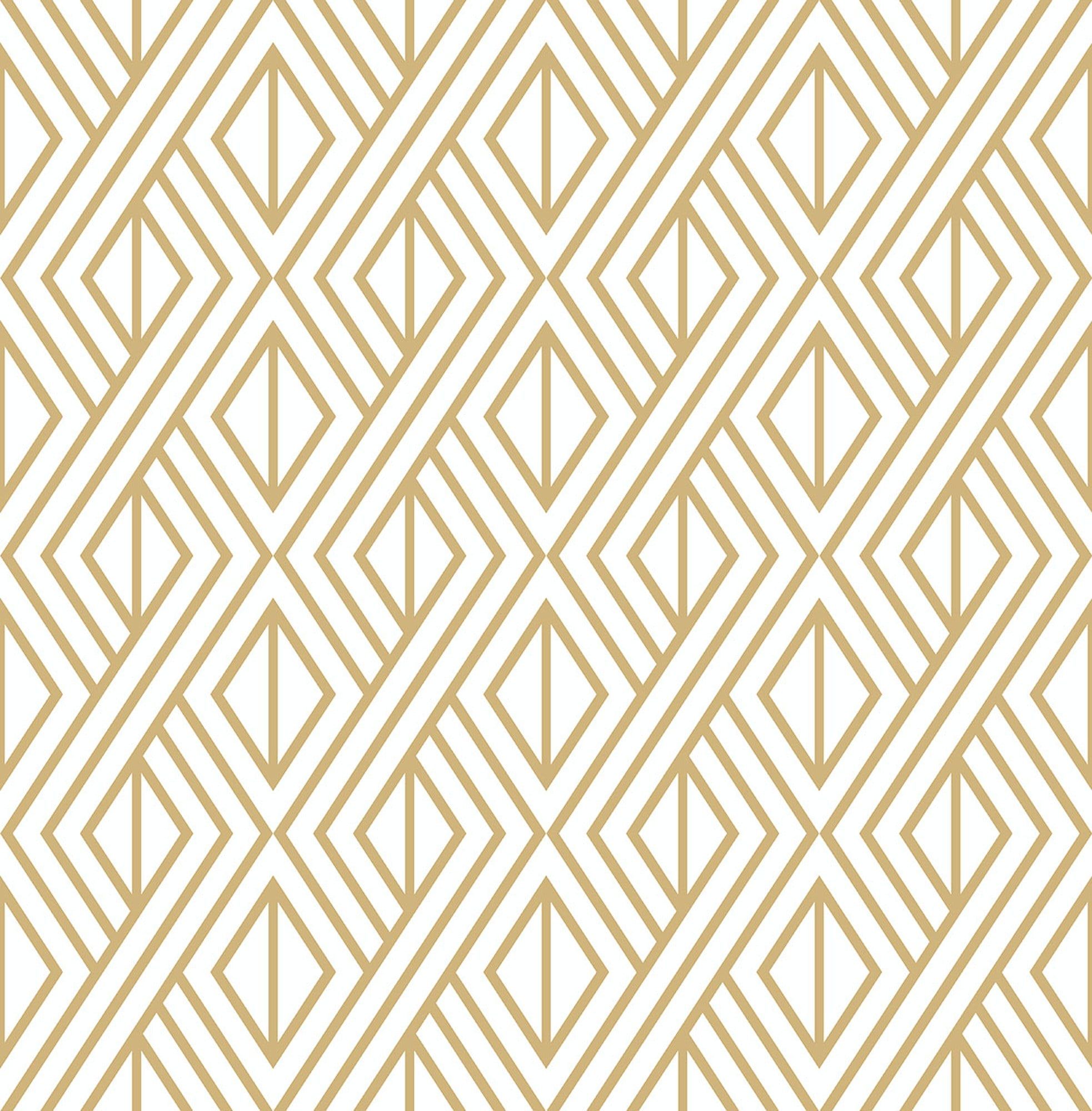 Gold and White Diamond Geometric Peel and Stick Wallpaper