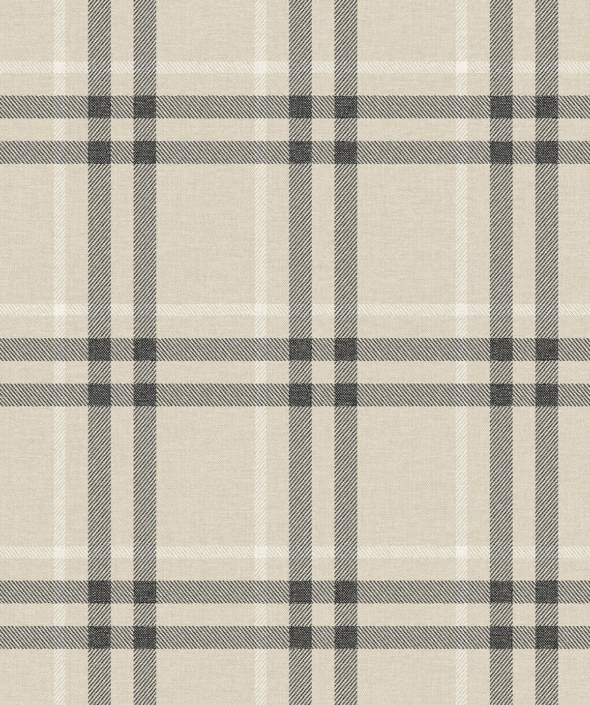 Linen and Ebony Plaid Peel and Stick Wallpaper Roll