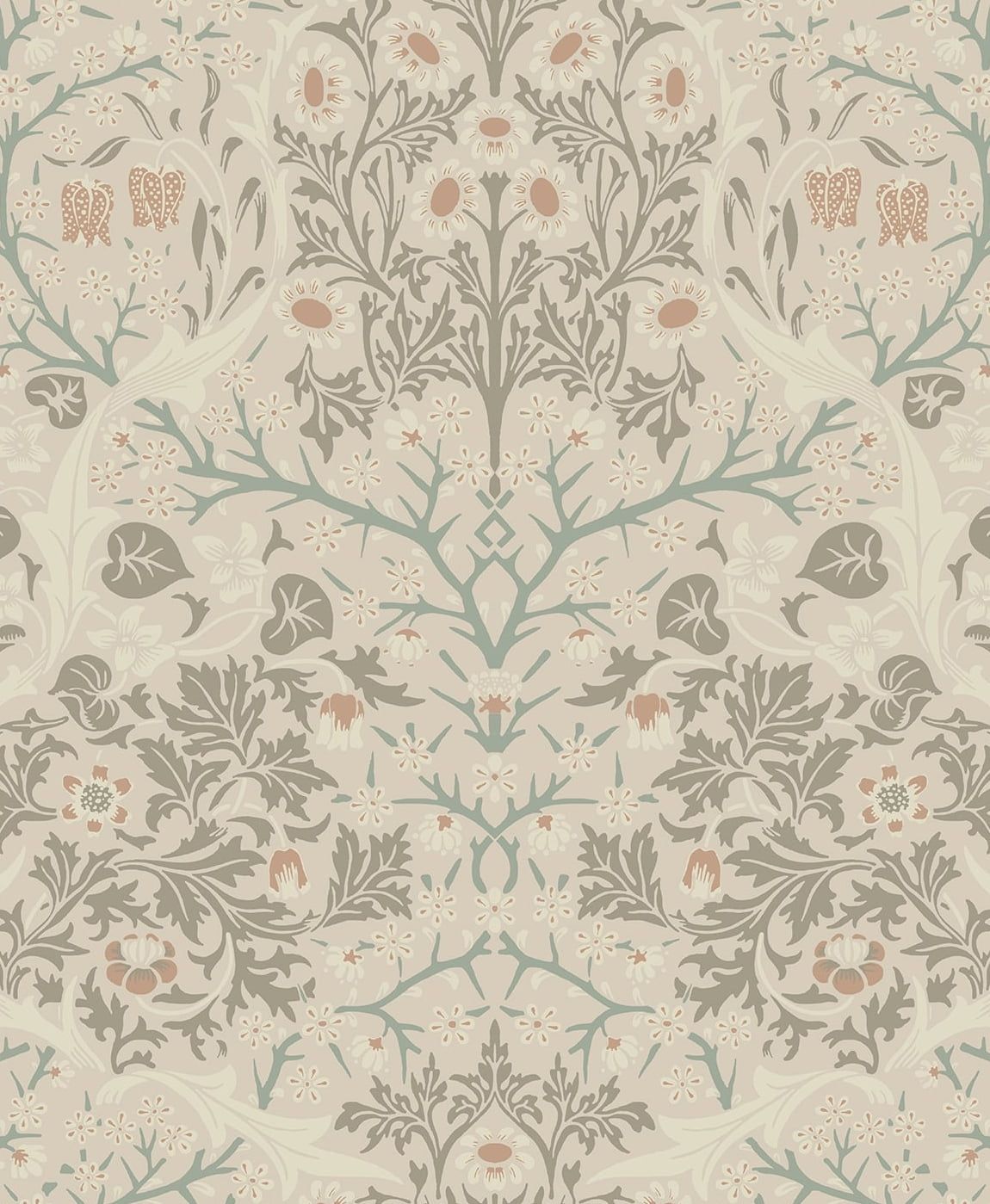 Lunar Rock & Clay Floral Damask Peel and Stick Wallpaper