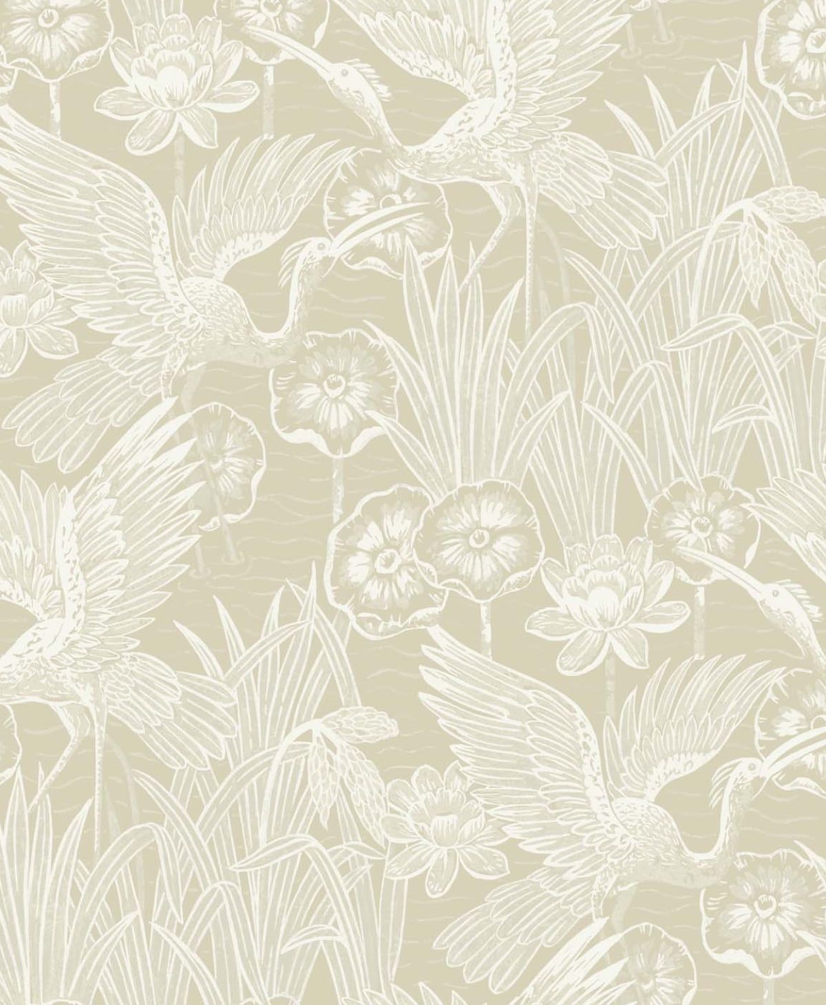 Sand Floral Heron Self-Adhesive Vinyl Wallpaper