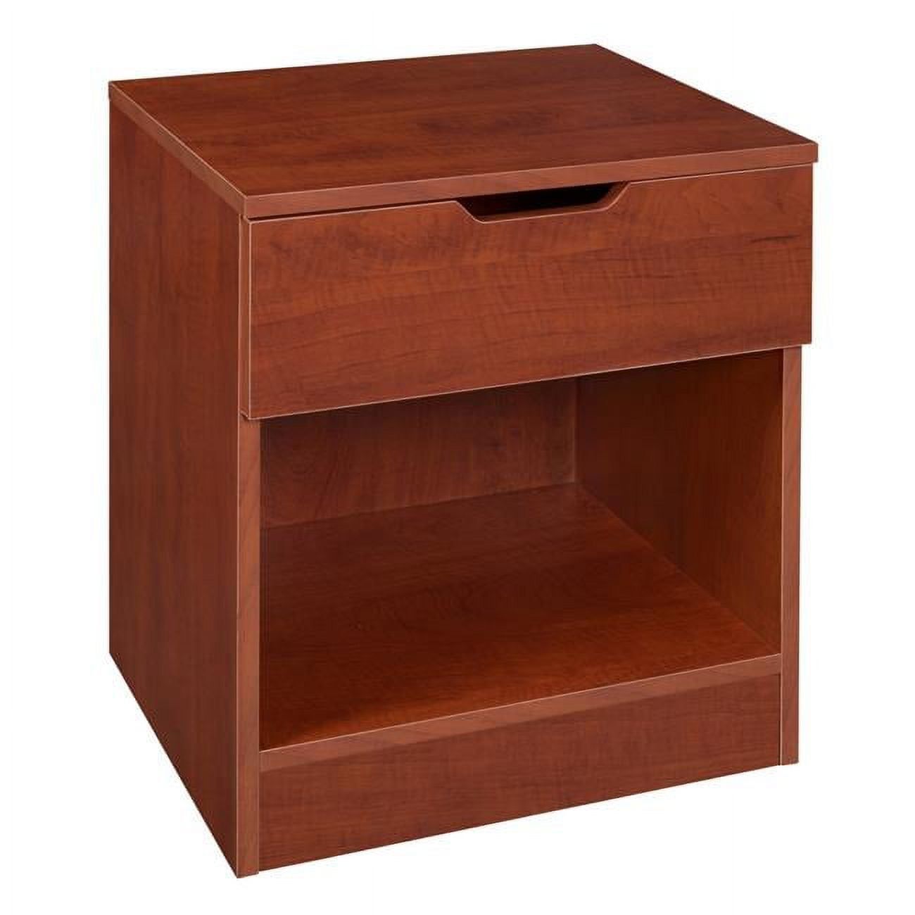 Compact Cherry Wood-Laminate Nightstand with LockDowel Assembly