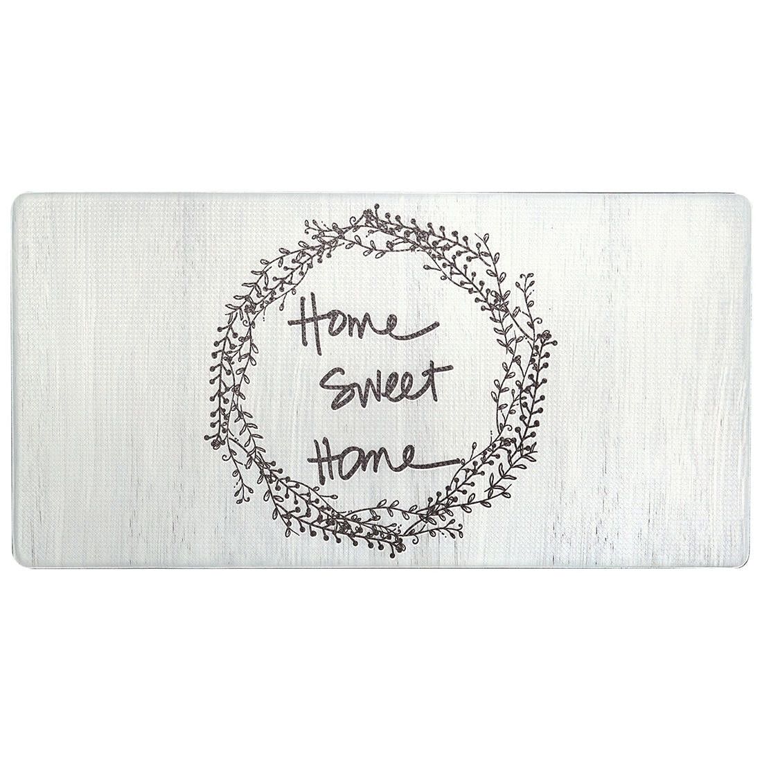 Home Sweet Home White Memory Foam Kitchen Mat