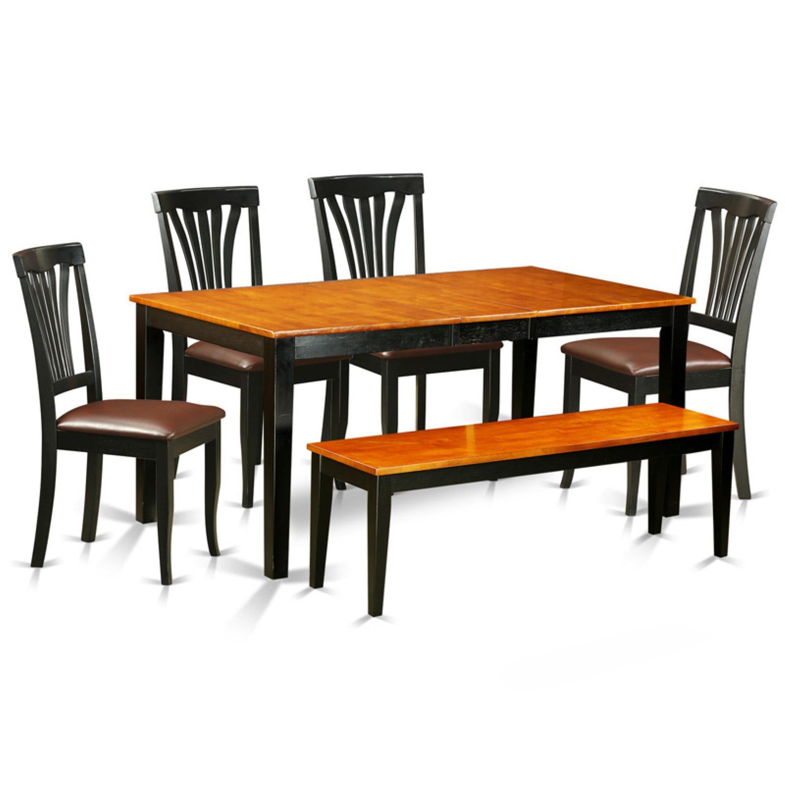 Nicoli Buttermilk and Cherry Rubber Wood Dining Set with Bench